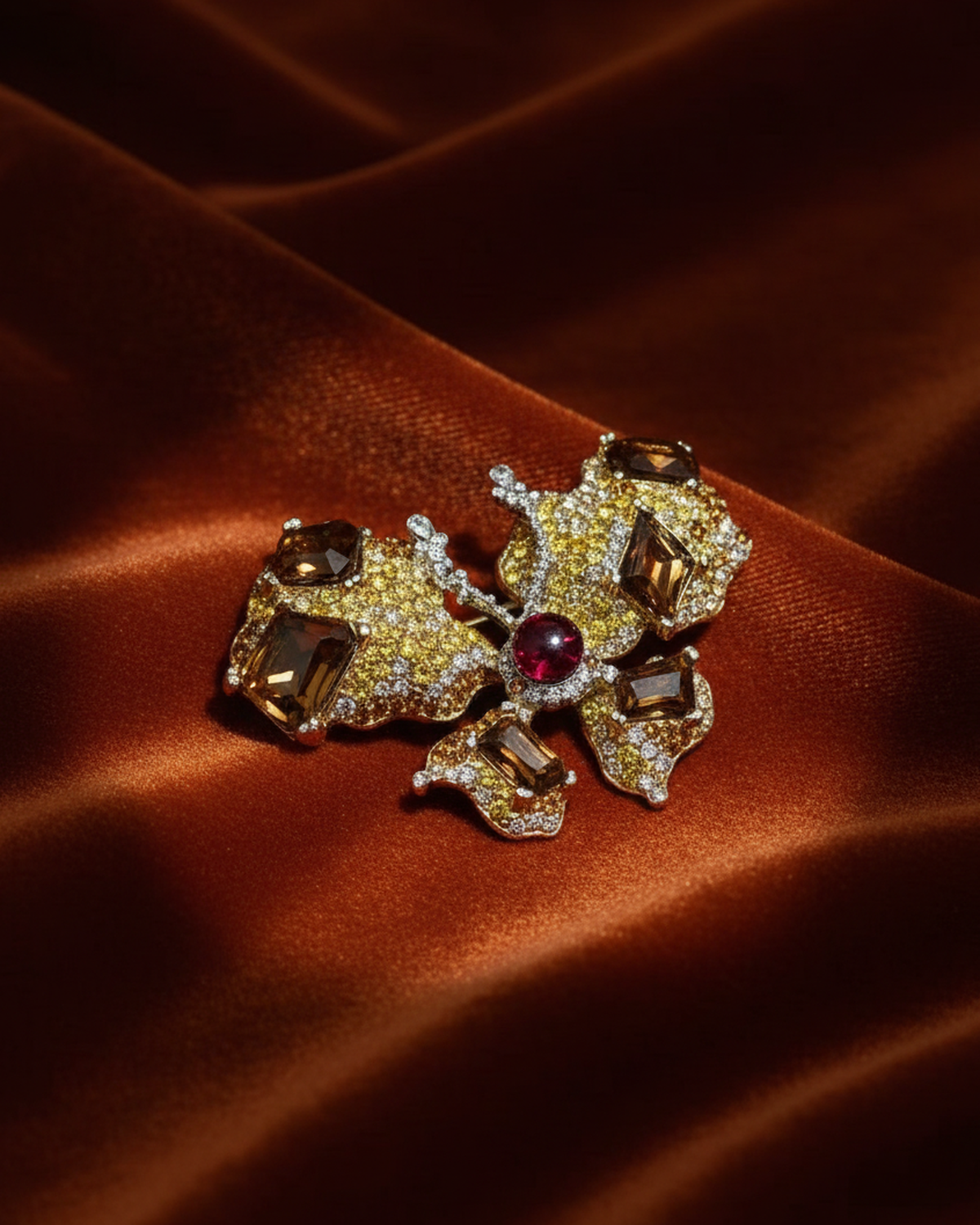 Crimson Monarch Brooch