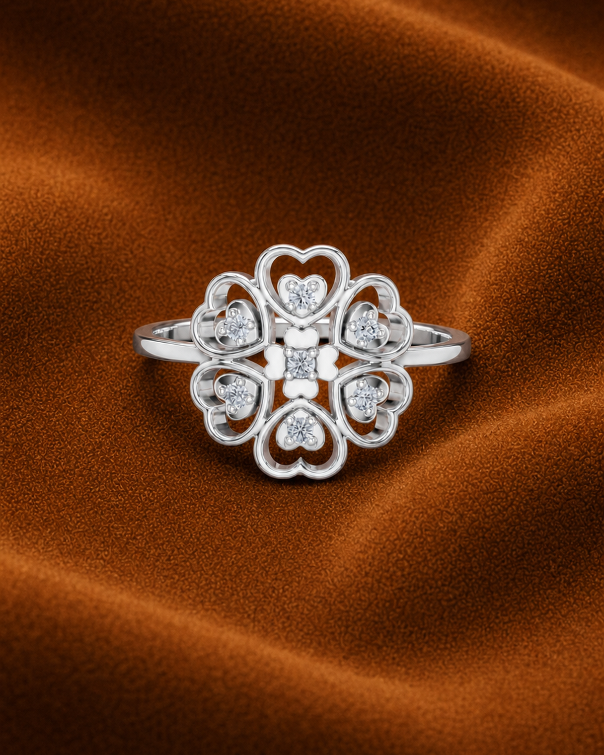 Heart Quatrefoil Ring by MONICONIC