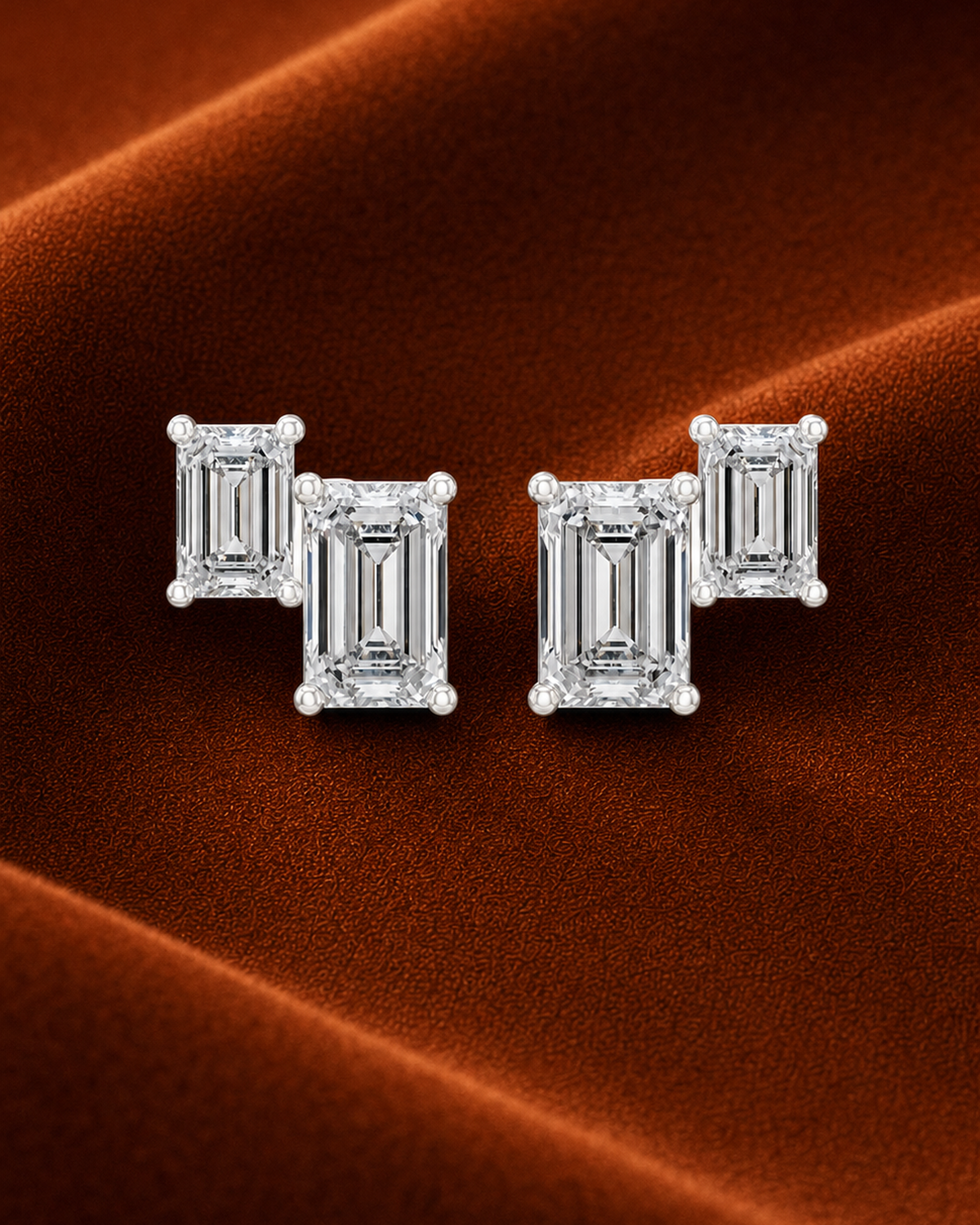 Double Emerald-Cut Diamond Studs by MONICONIC