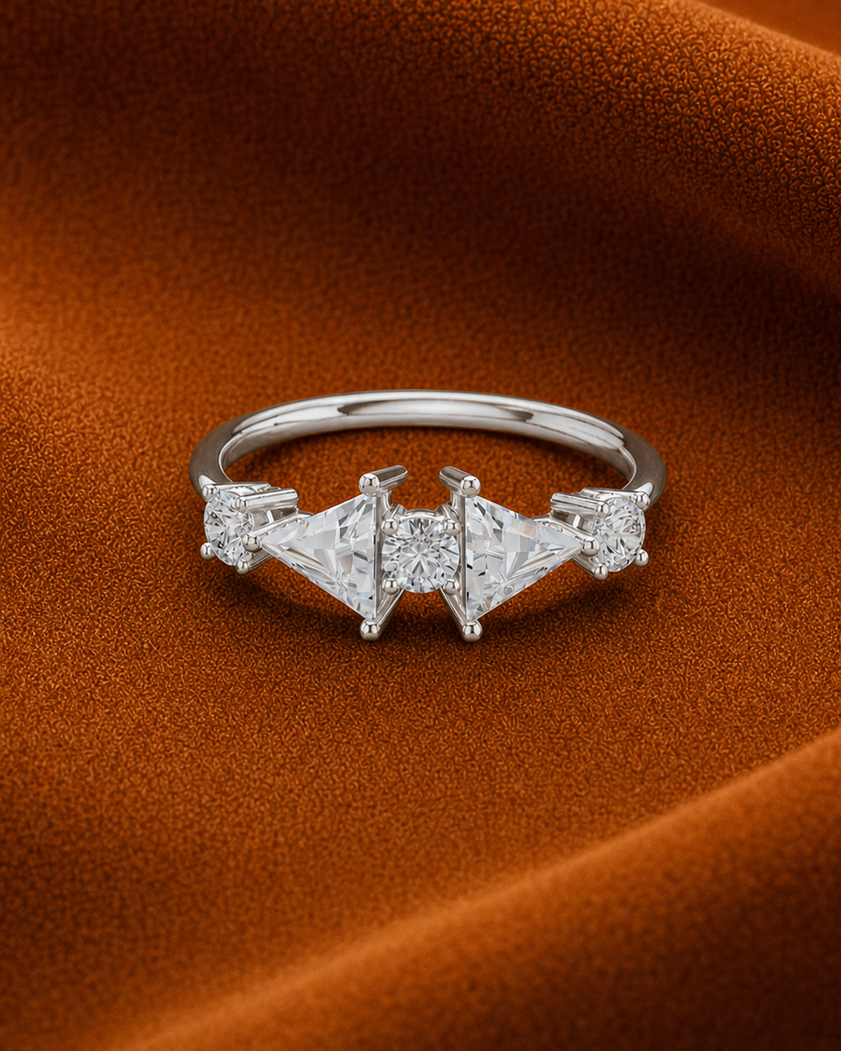 Trillion Round Five Stone Ring by MONICONIC