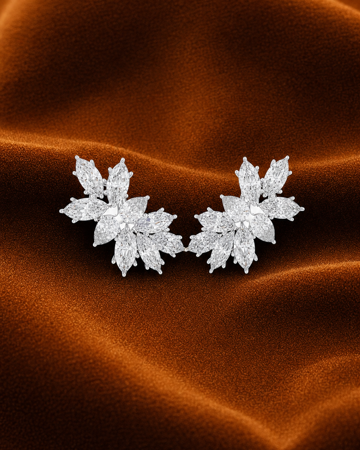 Marquise Leaf Diamond Stud Earrings by MONICONIC