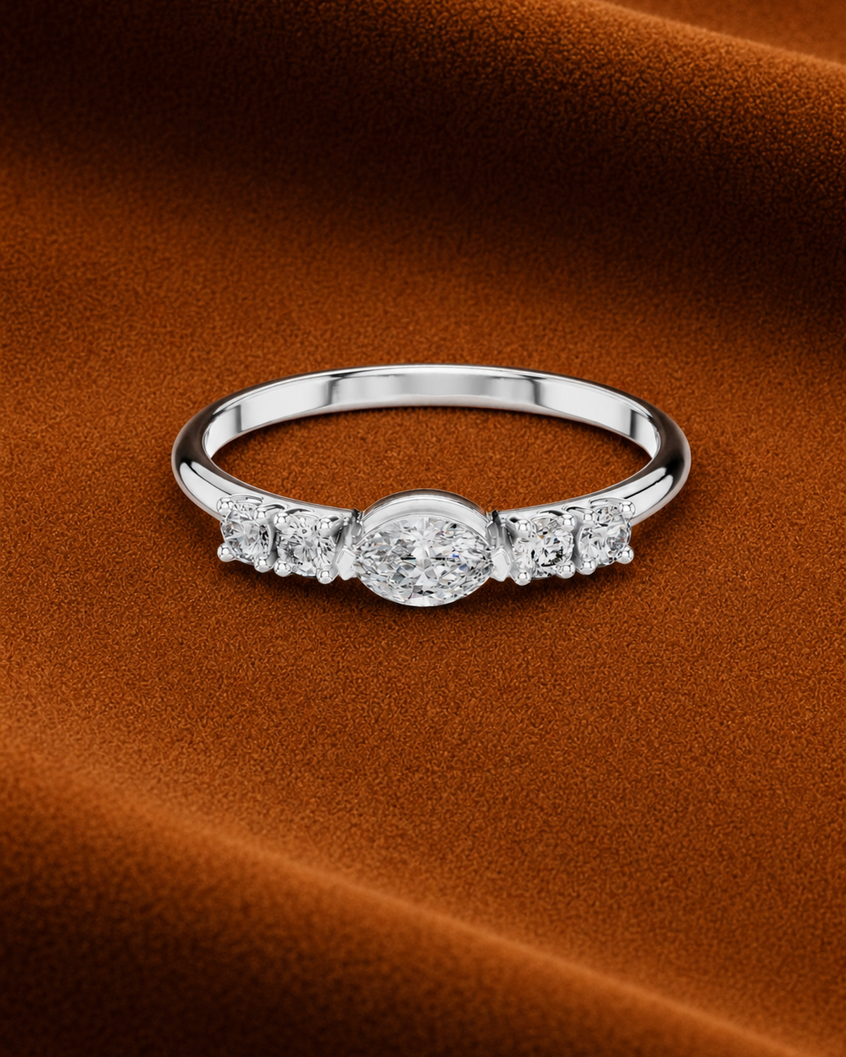 East West Marquise Five Stone Ring by MONICONIC