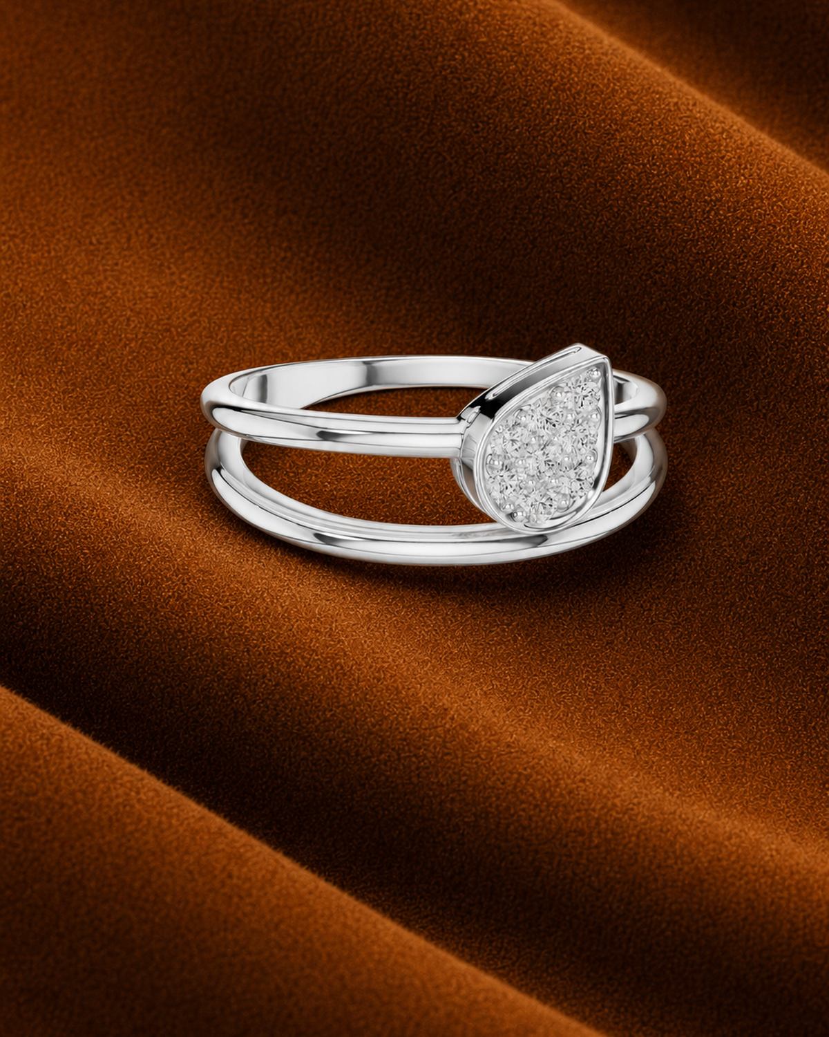 East West Pear Pavé Ring by MONICONIC
