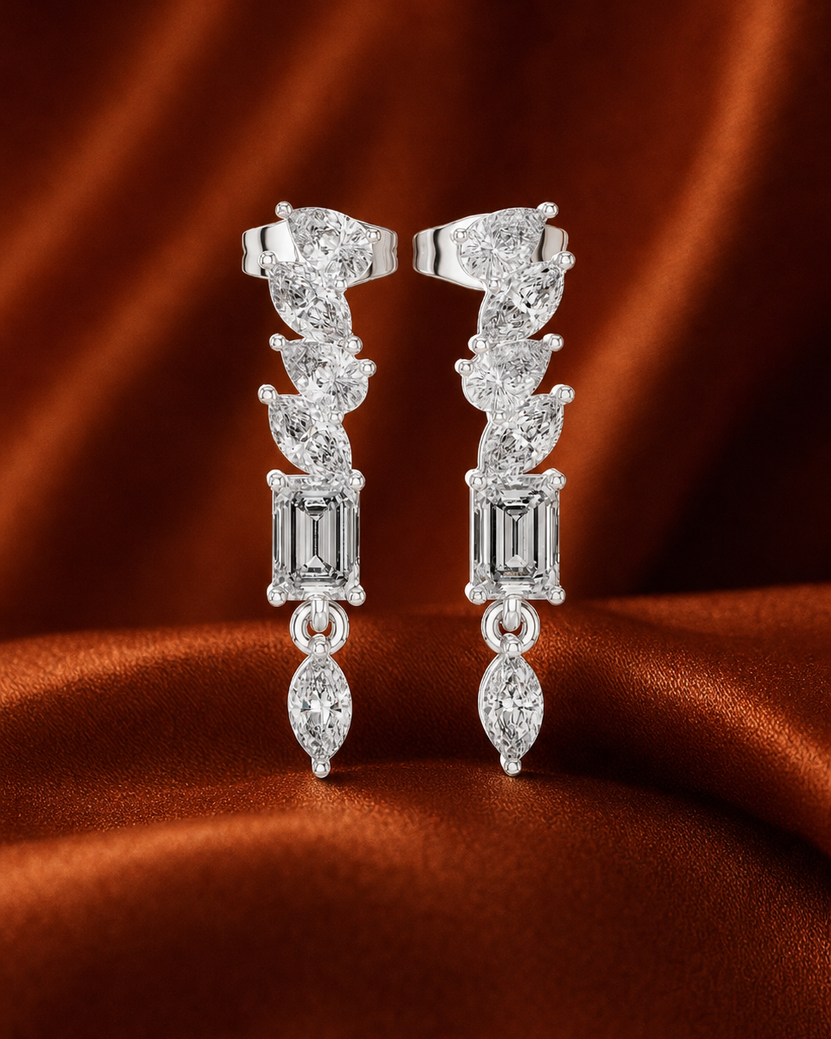Mixed-Cut Lab-Grown Diamond Drop Earrings by MONICONIC