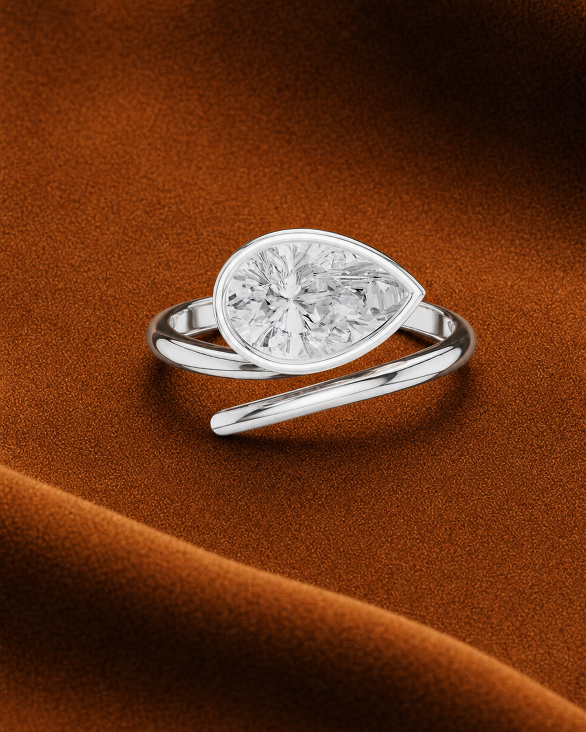 East West Pear Bezel Ring by MONICONIC