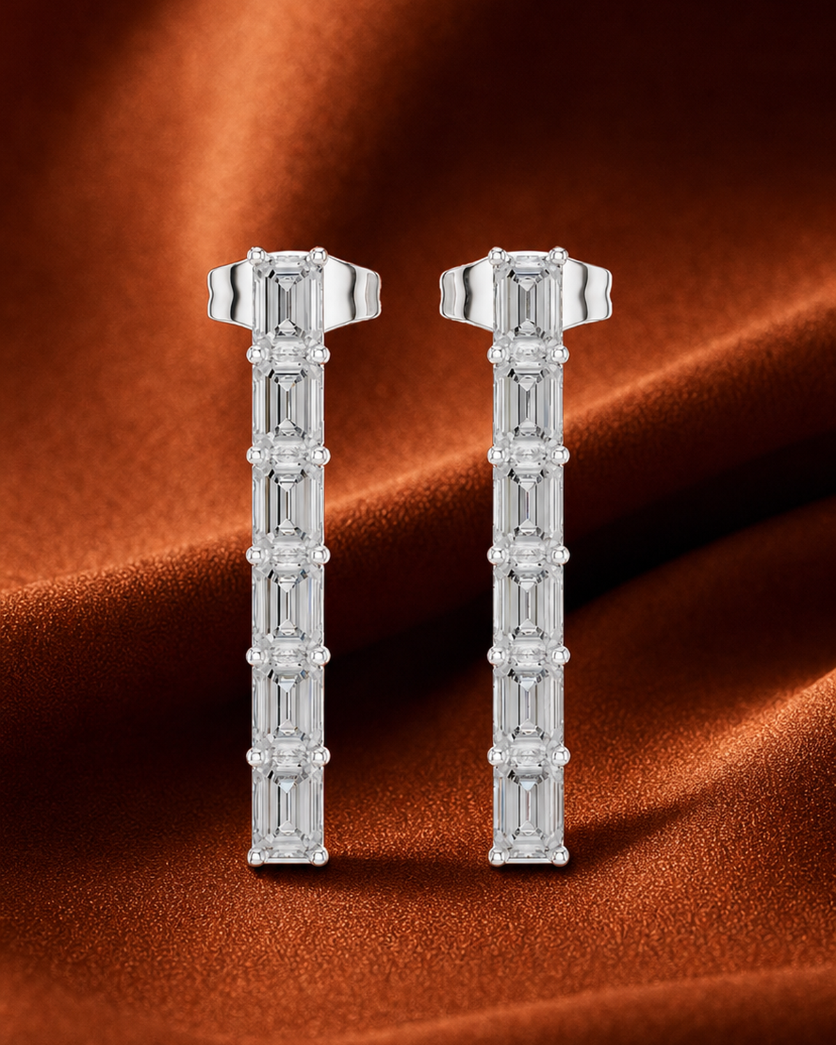 Emerald-Cut Bar Dangle Earrings by MONICONIC
