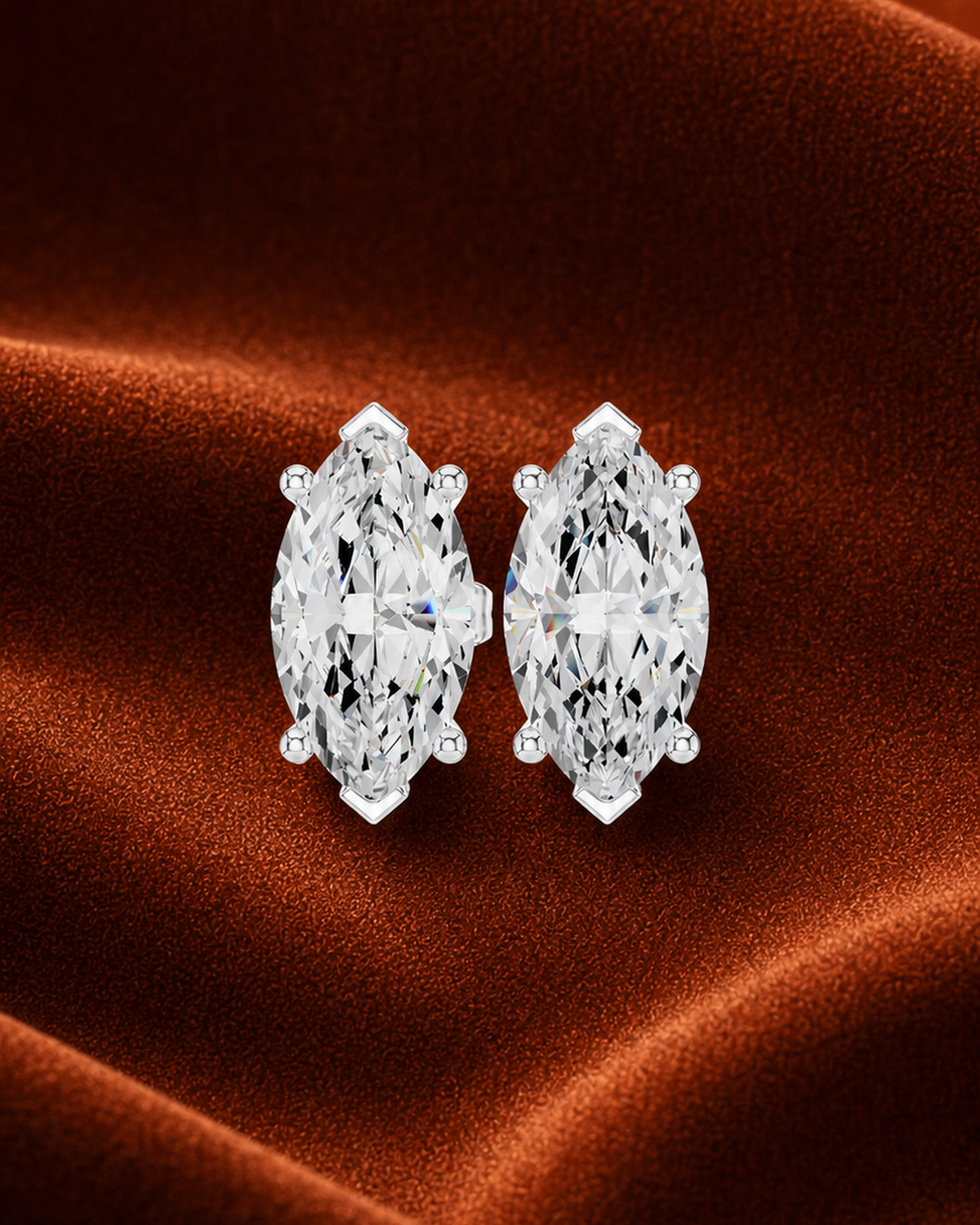 Marquise Solitaire Diamond Stud Earrings by MONICONIC