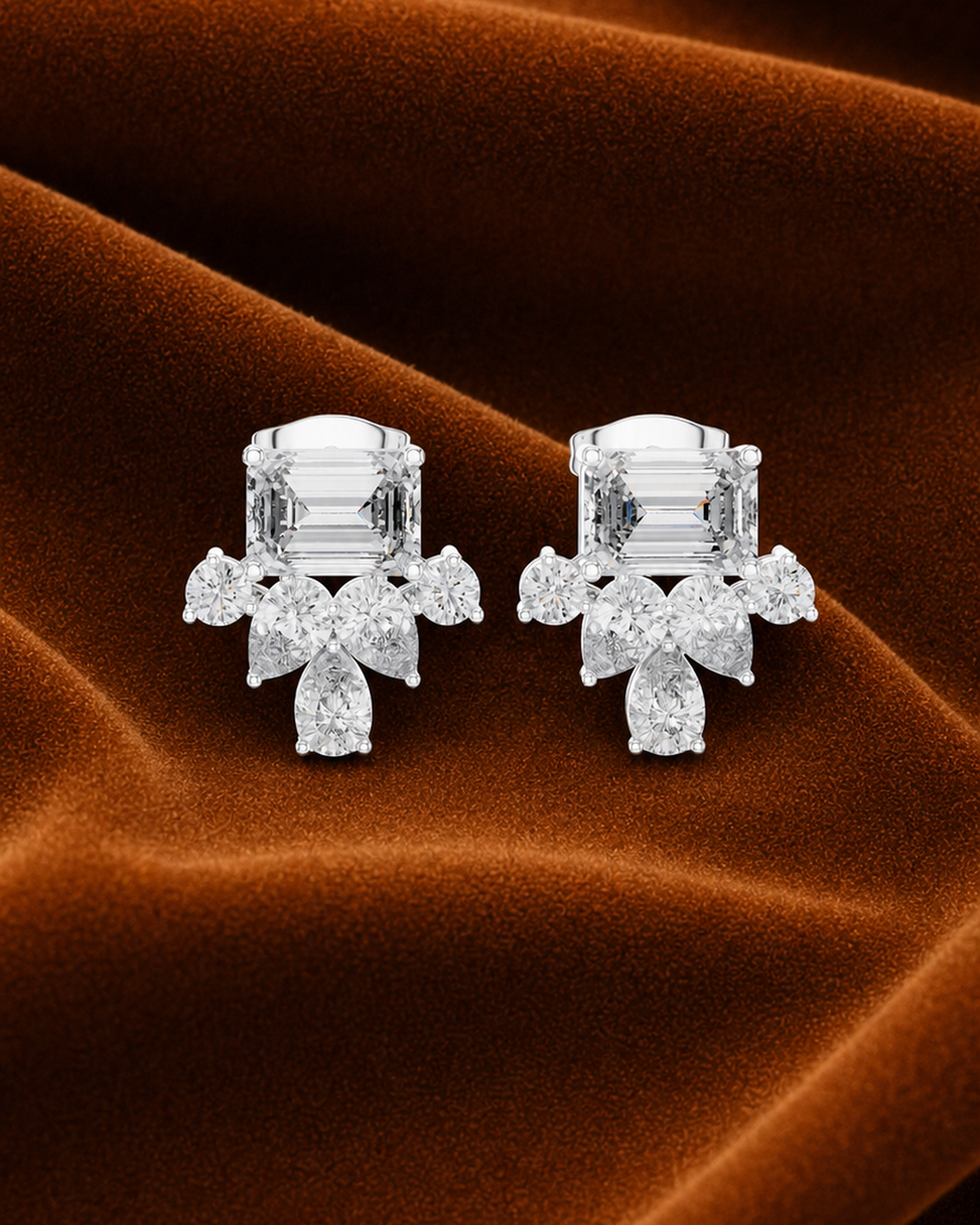 Emerald-Cut Cluster Lab-Grown Diamond Studs by MONICONIC