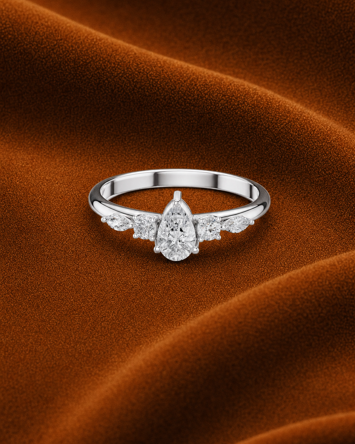 Pear Five Stone Ring by MONICONIC