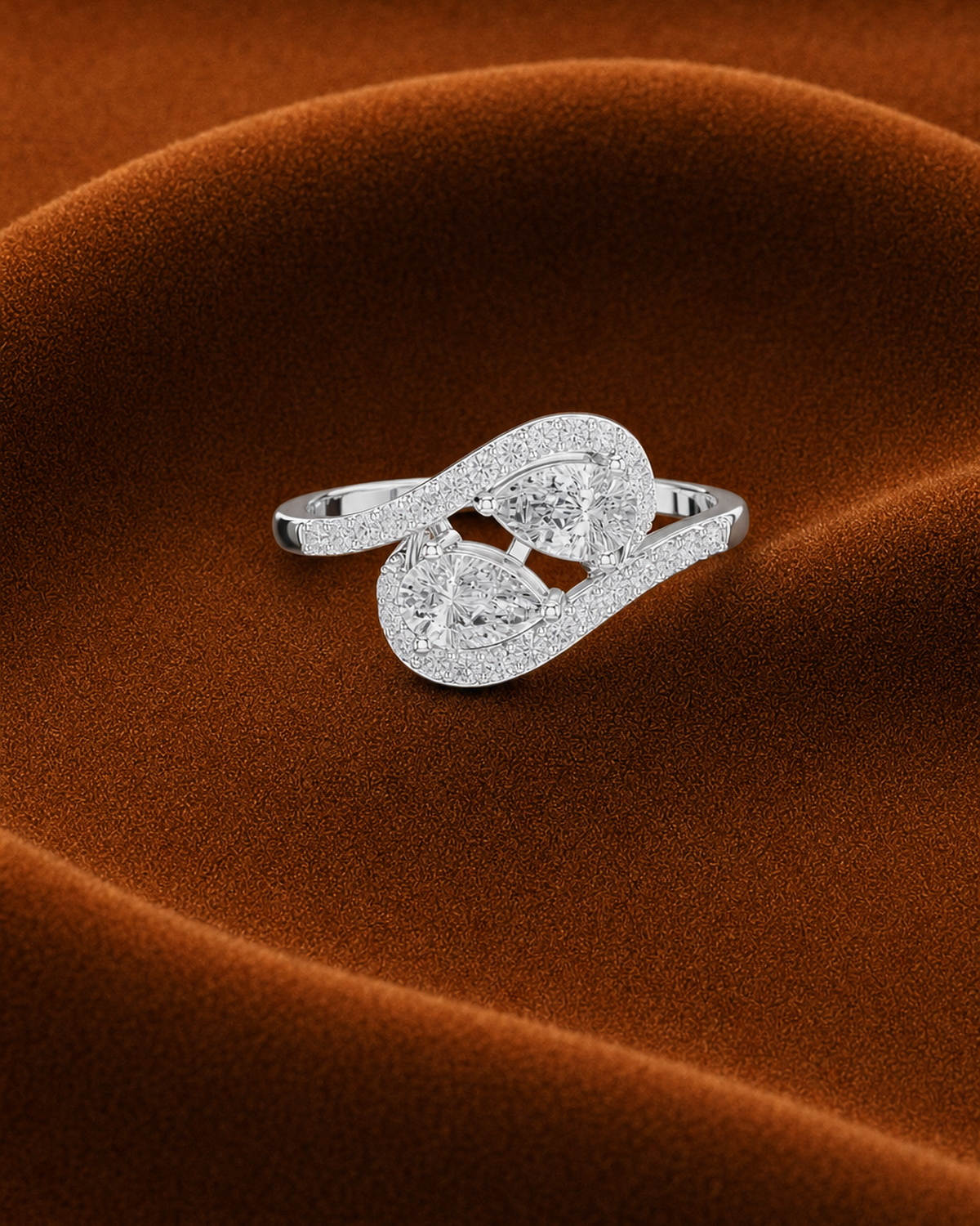Twin Pear Bypass Ring by MONICONIC