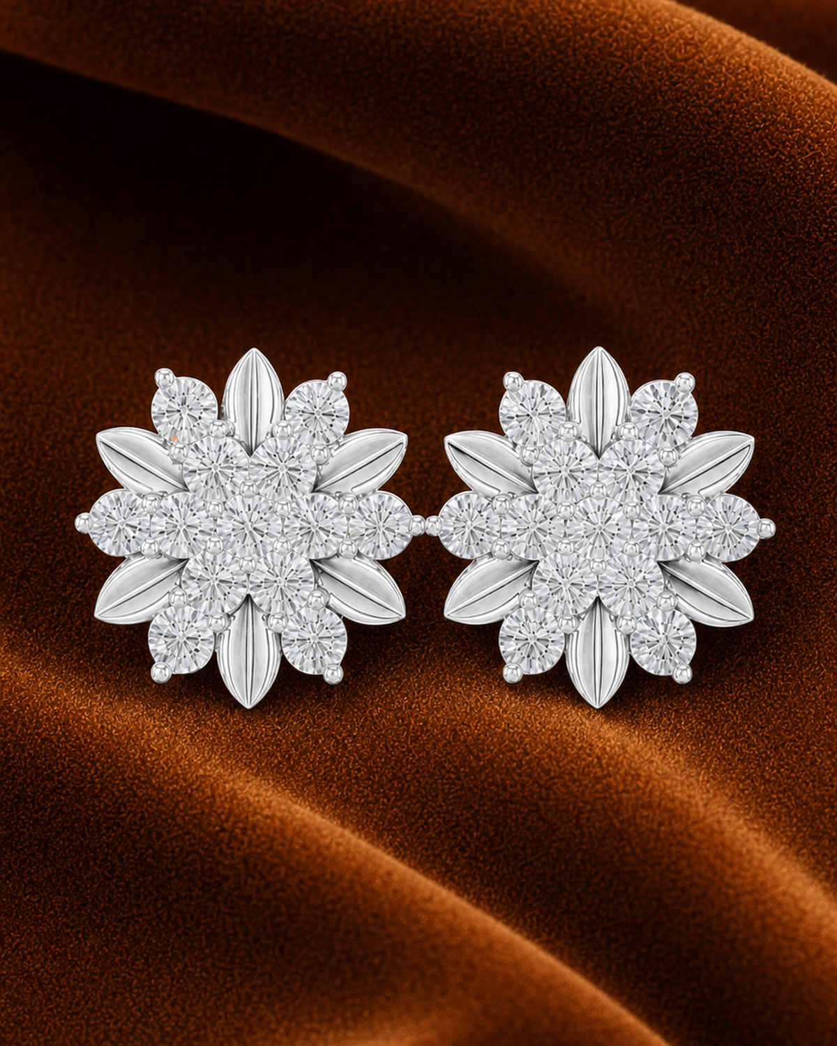 Petal Cluster Diamond Stud Earrings by MONICONIC