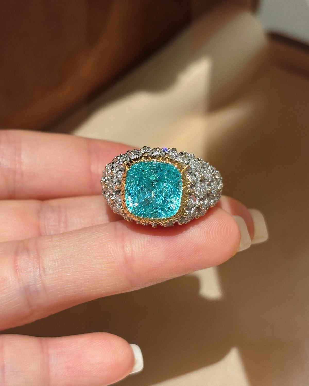 Paraiba Cushion Ring by MONICONIC