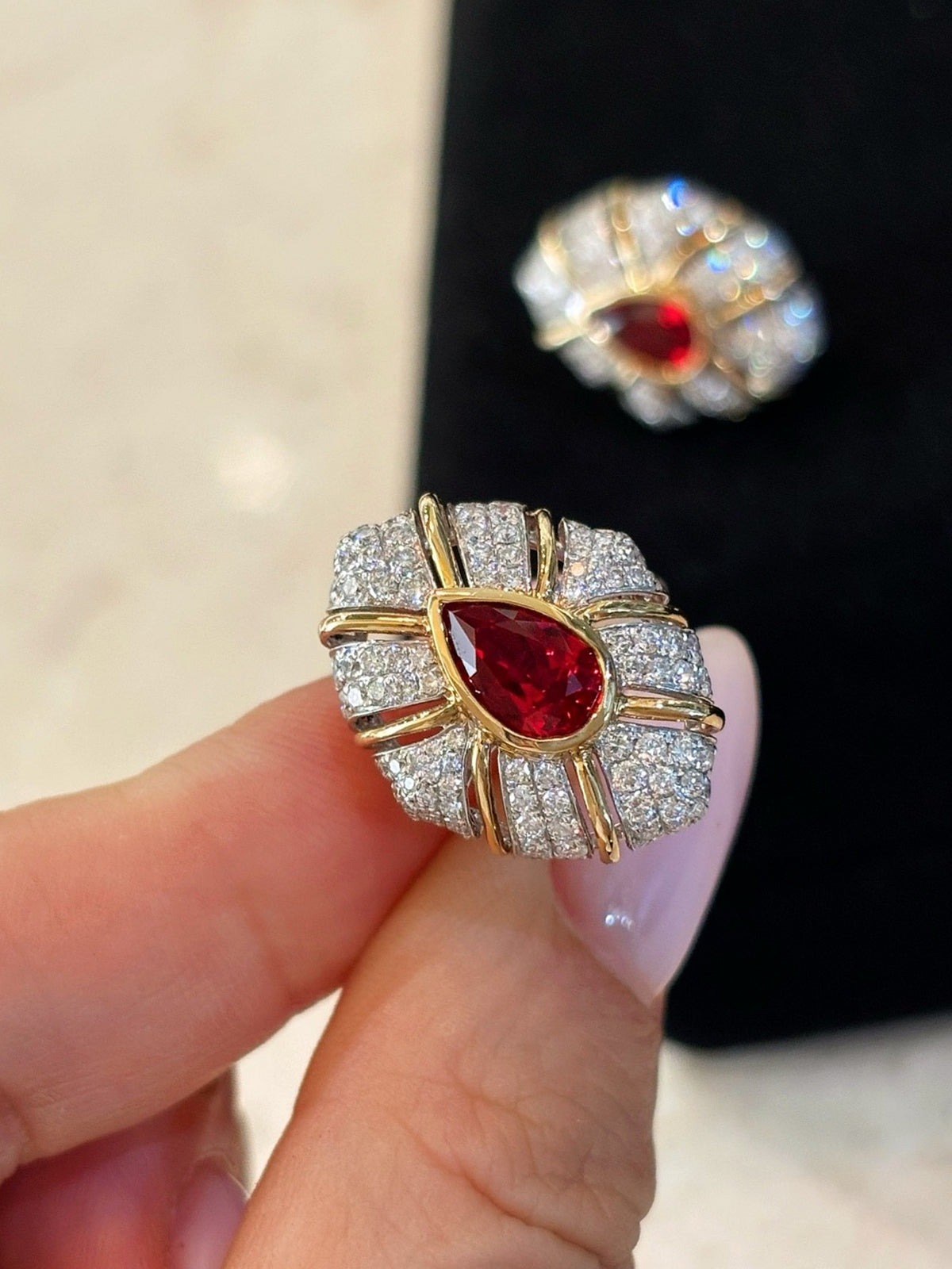 Teardrop Ruby Stud Earrings by MONICONIC
