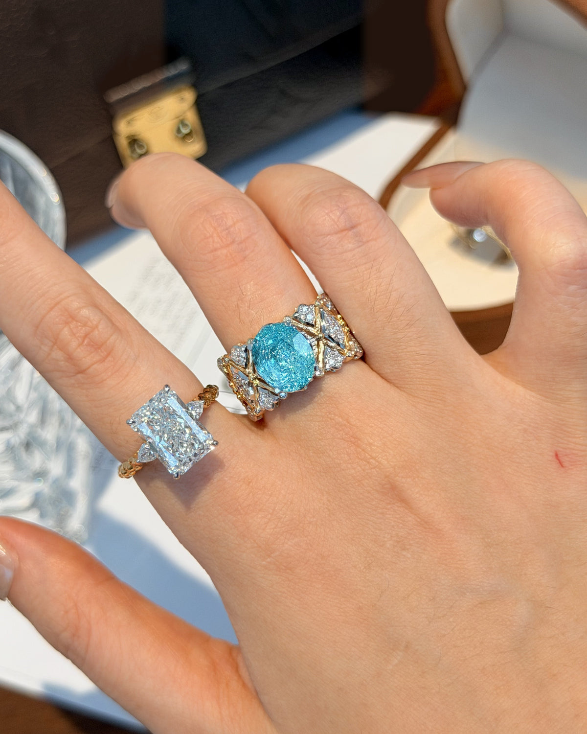 Aqua Lattice Ring by MONICONIC