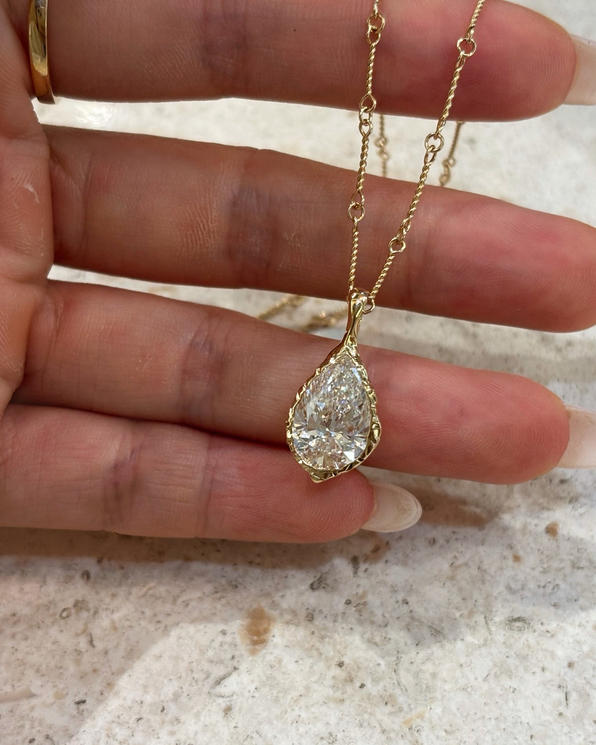 Rivage Pear Pendant Necklace by MONICONIC
