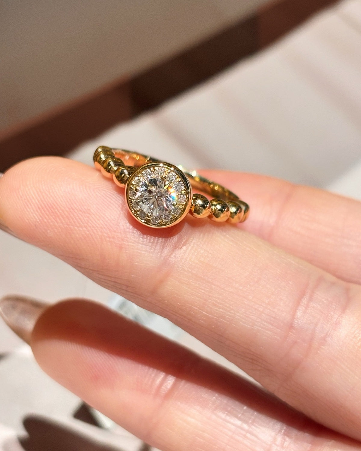 Luna Bead Halo Ring by MONICONIC