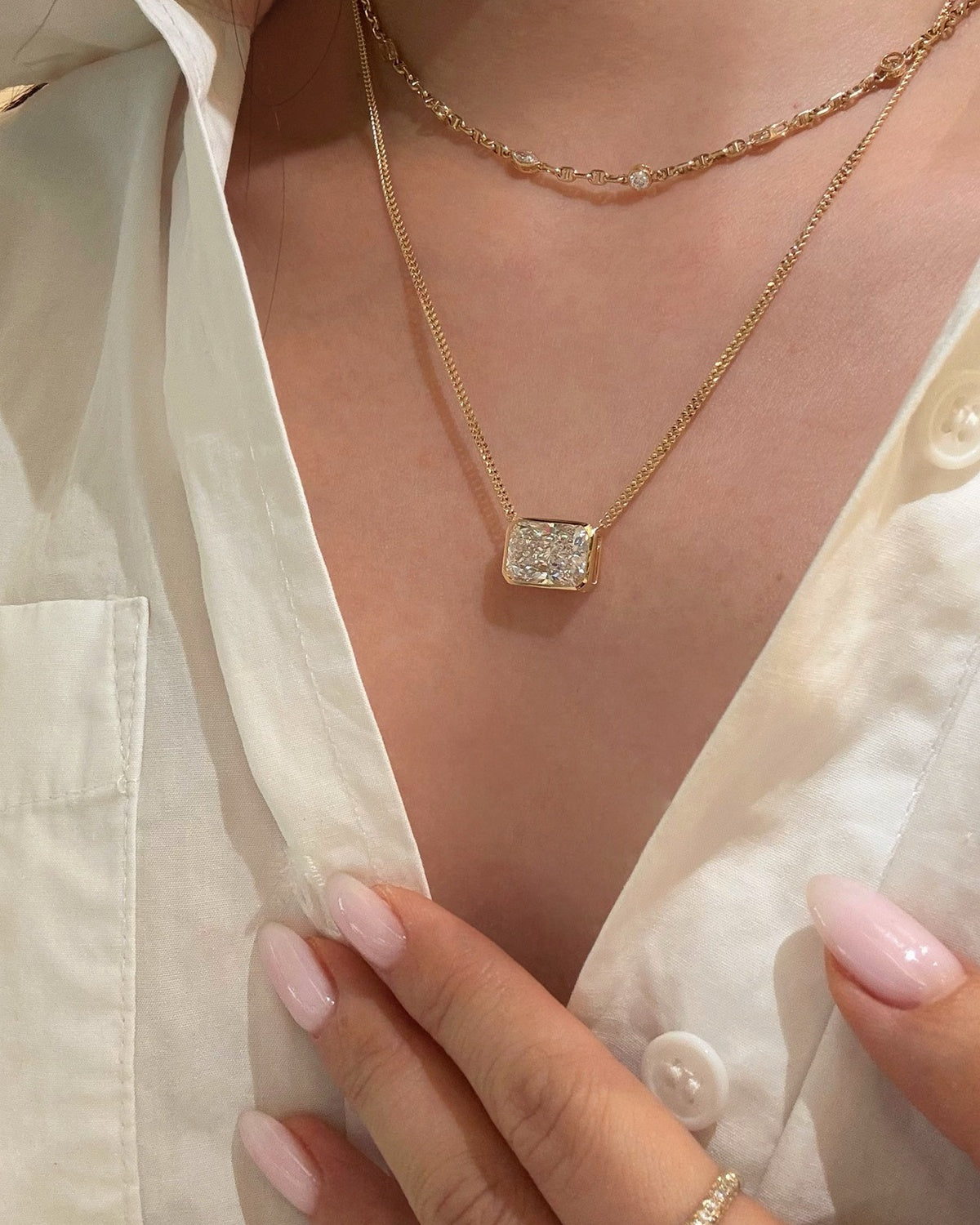Edge Bezel Necklace by MONICONIC