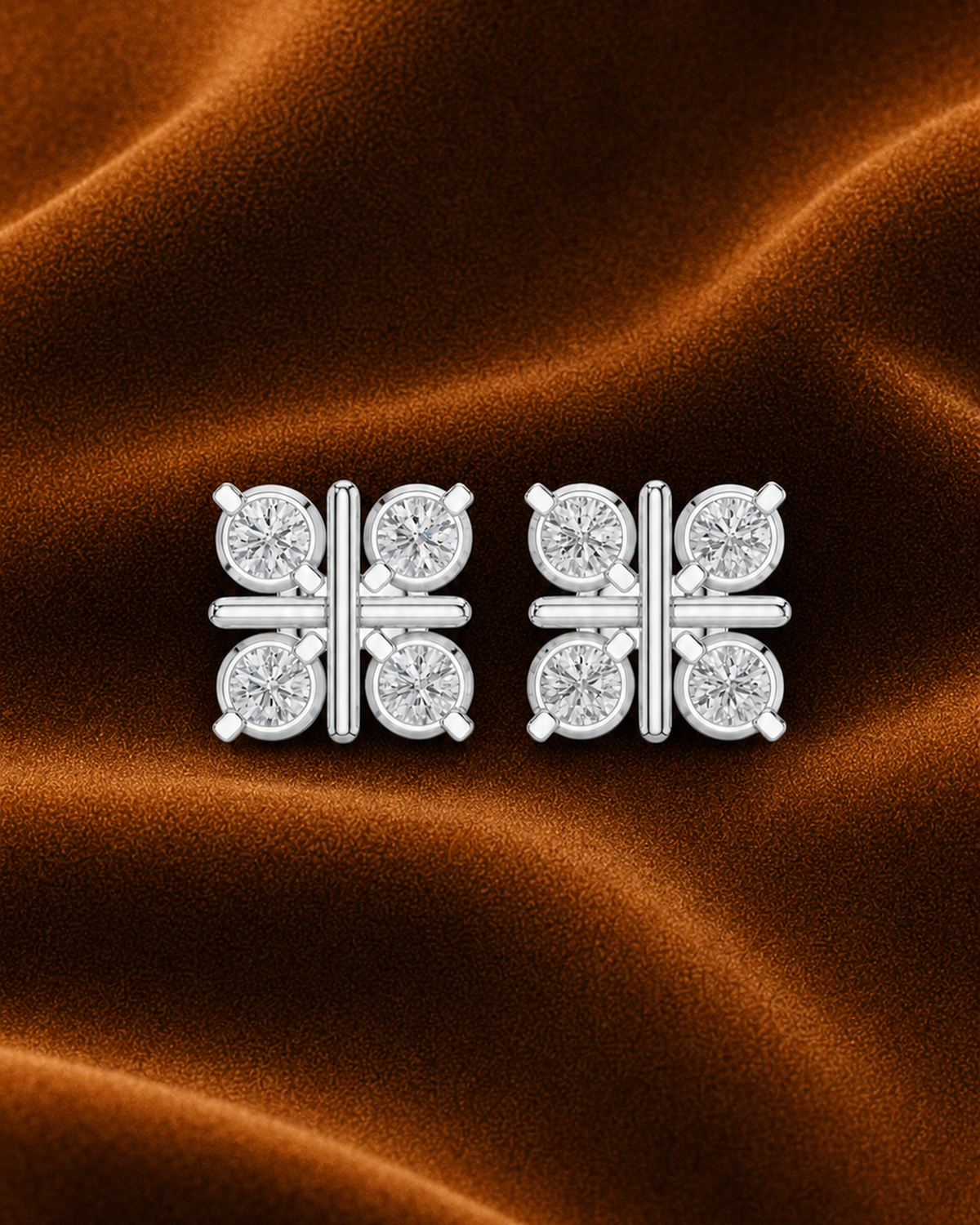 Grid Diamond Stud Earrings by MONICONIC