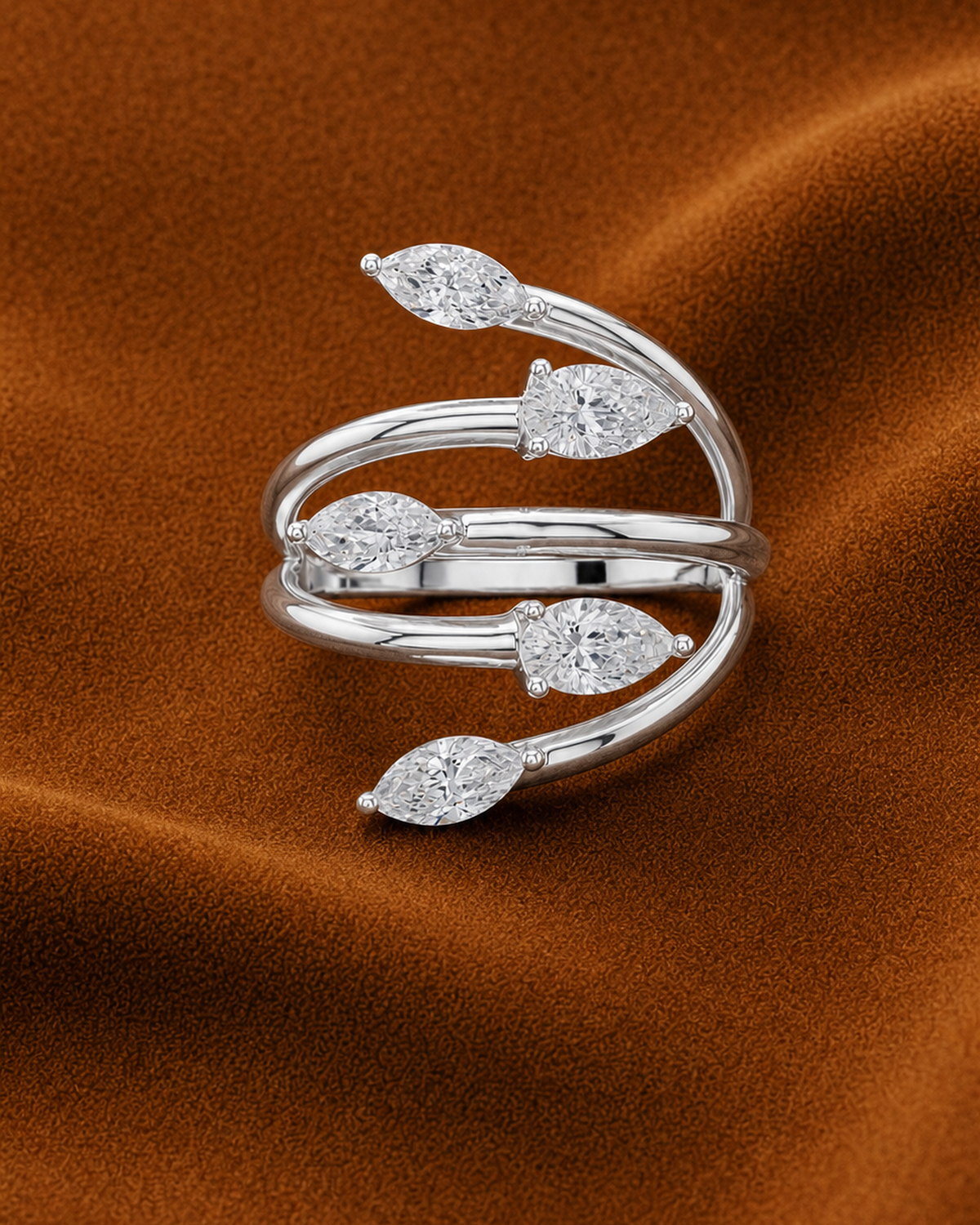 Marquise & Pear Wrap Ring by MONICONIC