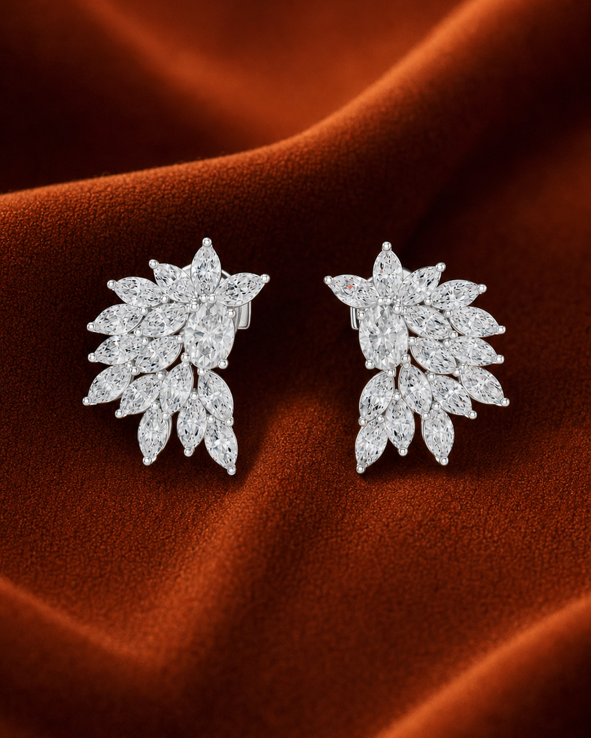 Marquise Leaf Diamond Stud Earrings by MONICONIC
