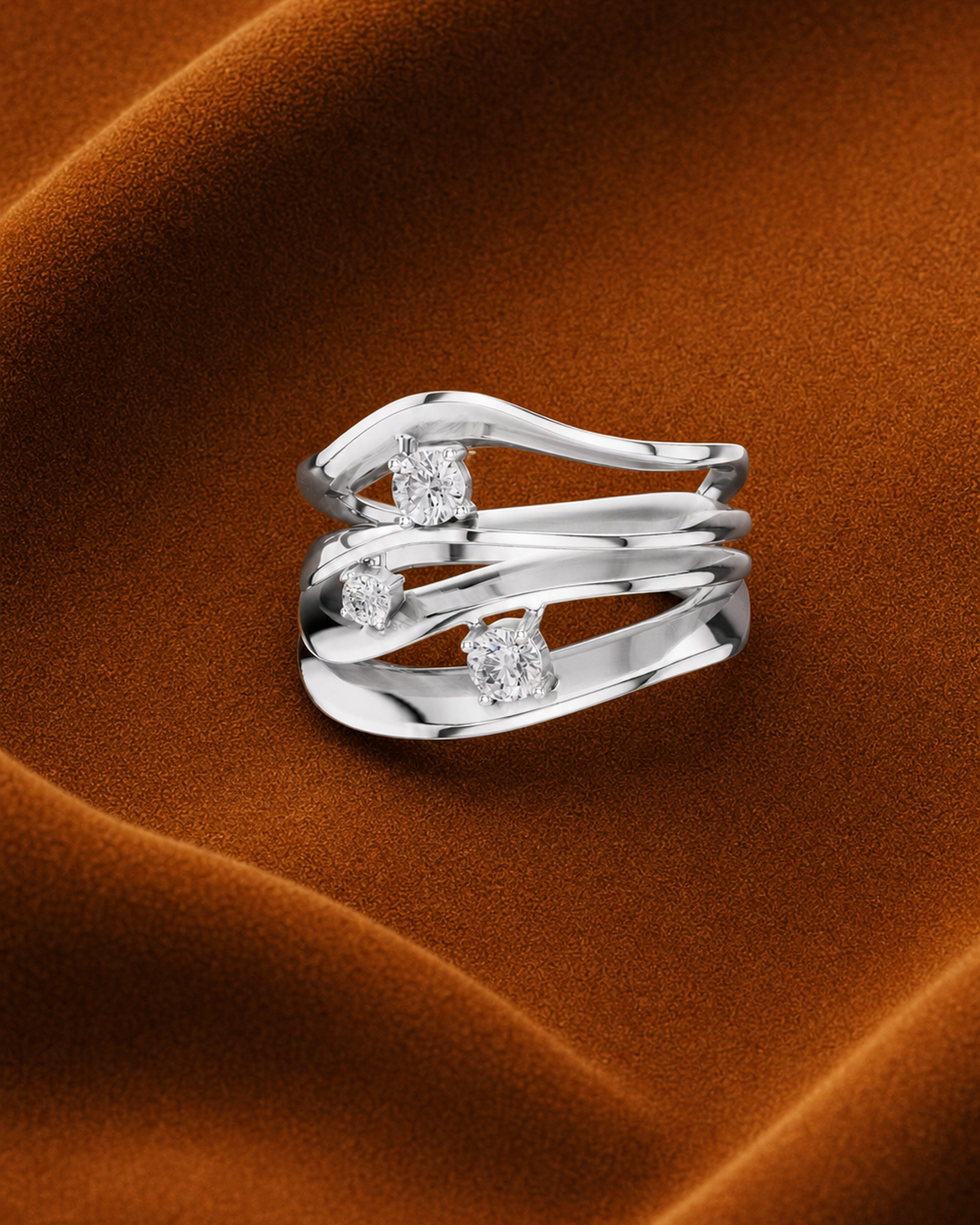 Three-Diamond Bypass Ring by MONICONIC