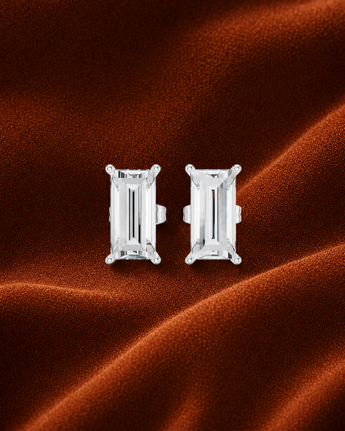 Baguette Diamond Stud Earrings by MONICONIC