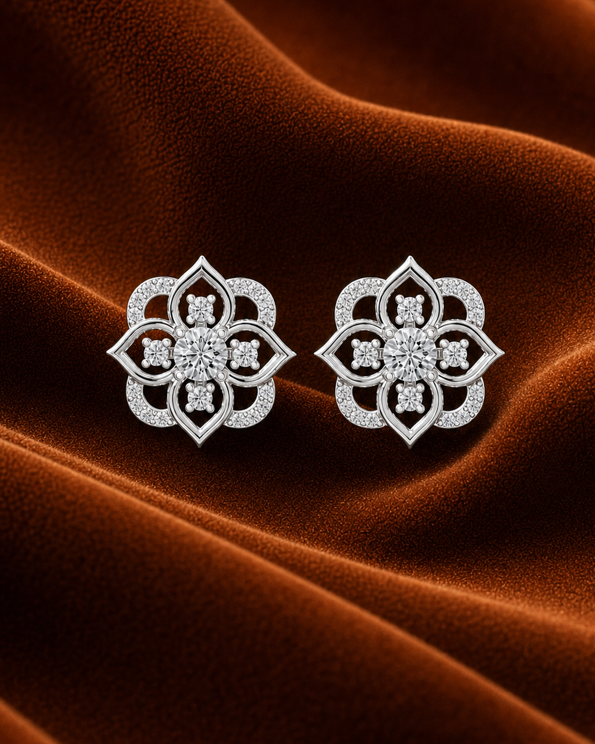 Quatrefoil Diamond Stud Earrings by MONICONIC