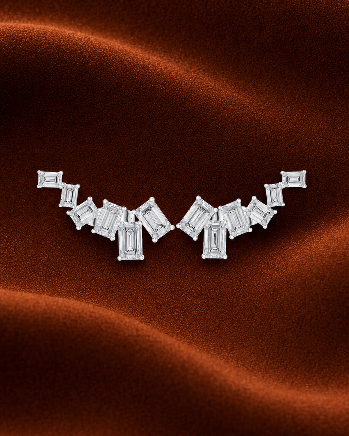 Emerald-Cut Diamond Climber Studs by MONICONIC