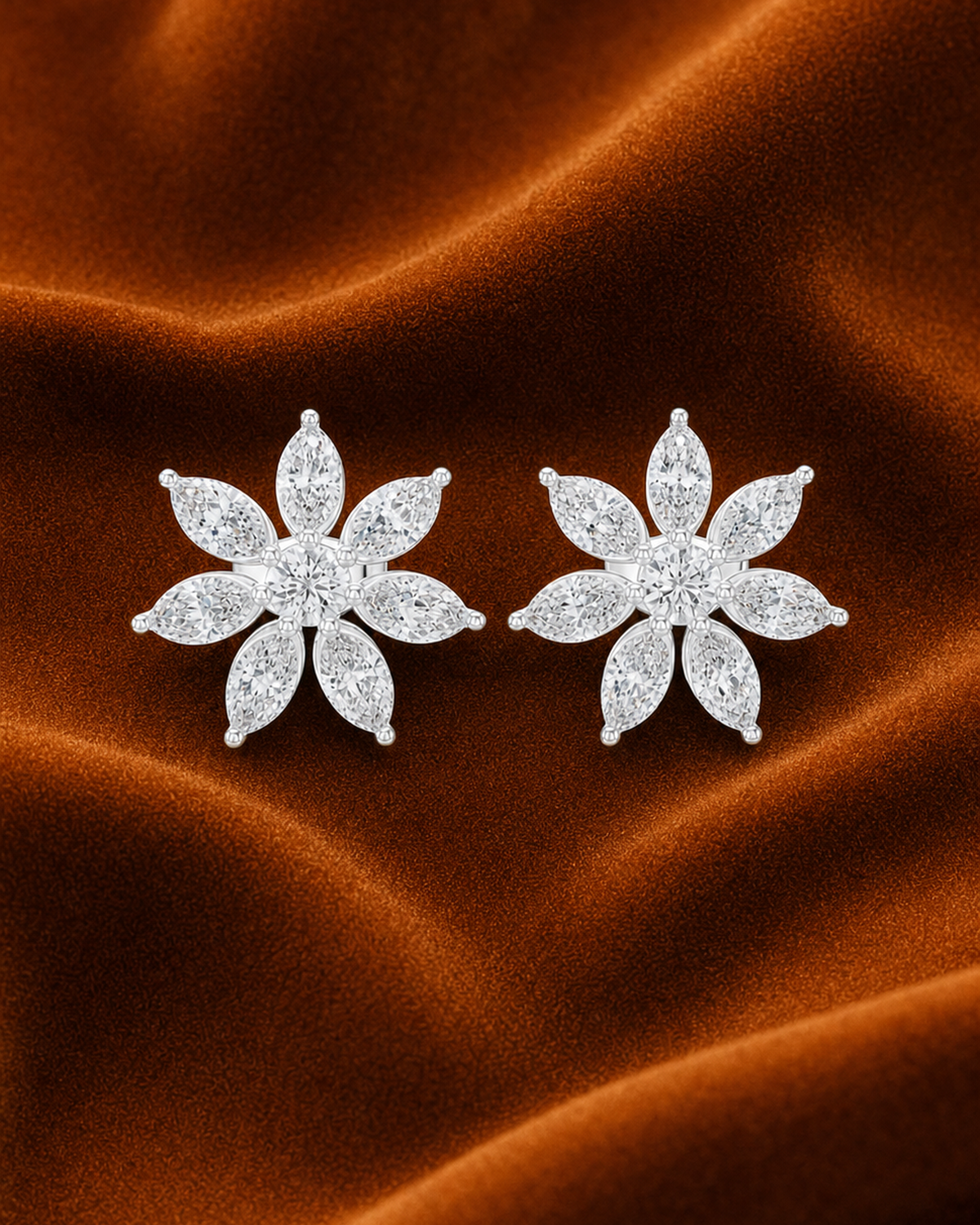 Marquise Flower Diamond Studs by MONICONIC