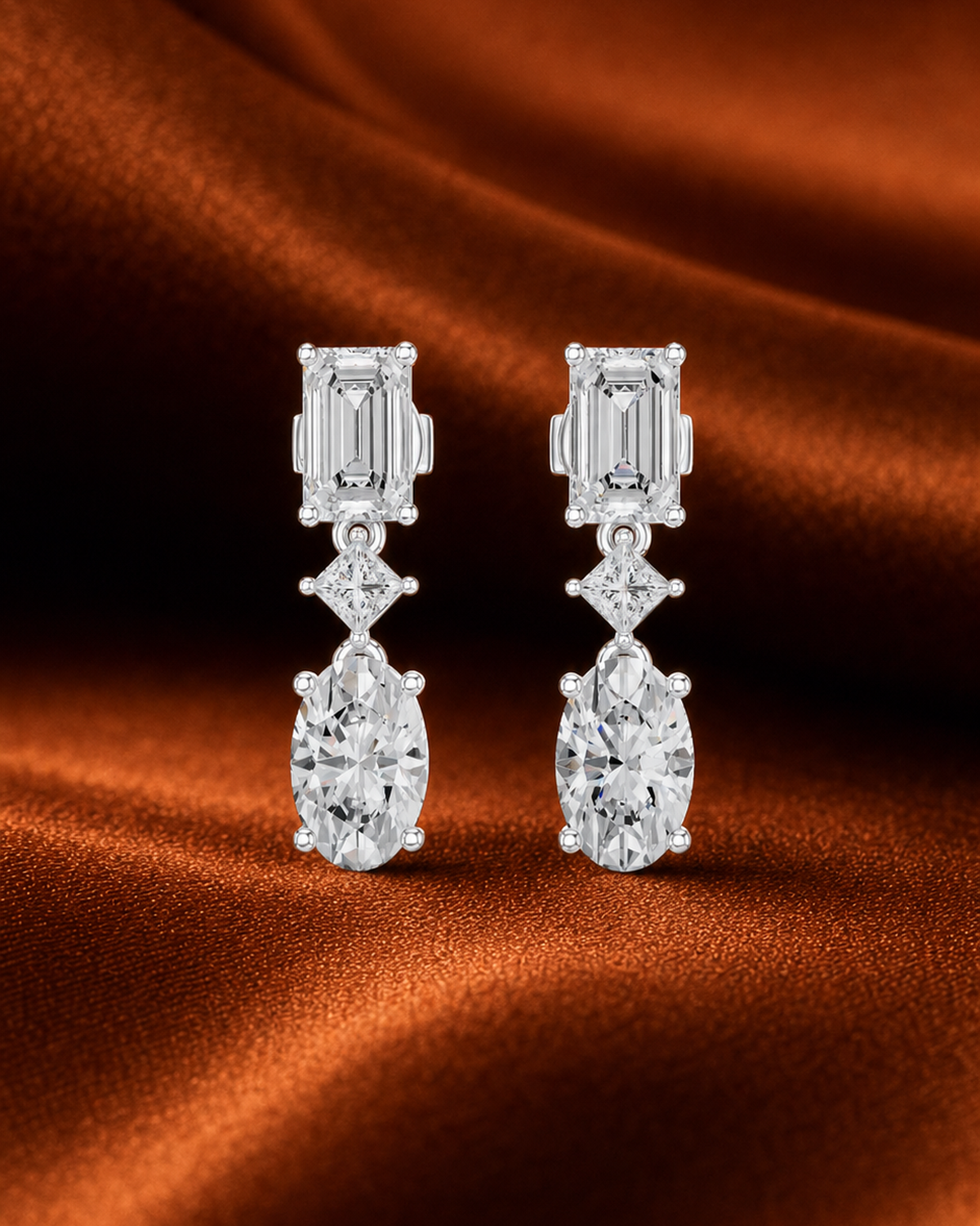 Mixed-Cut Lab-Grown Diamond Drop Earrings by MONICONIC