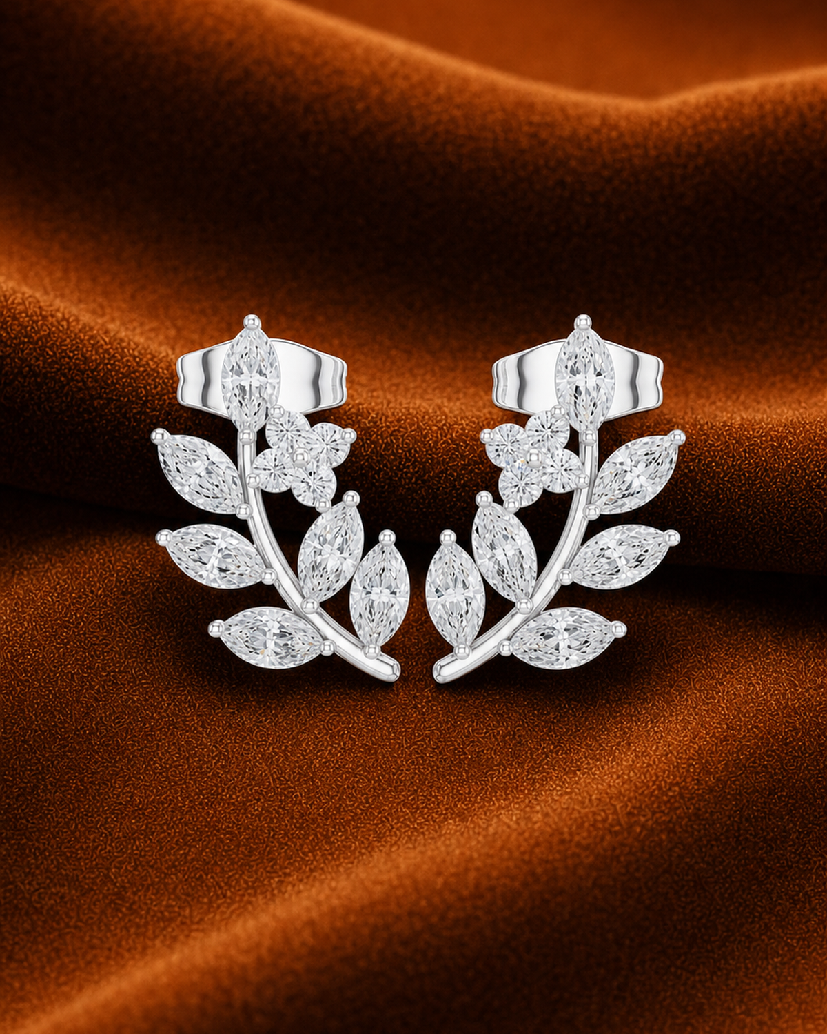 Vine Marquise Diamond Stud Earrings by MONICONIC
