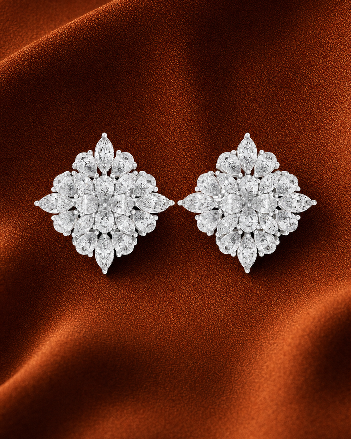 Rosette Diamond Stud Earrings by MONICONIC