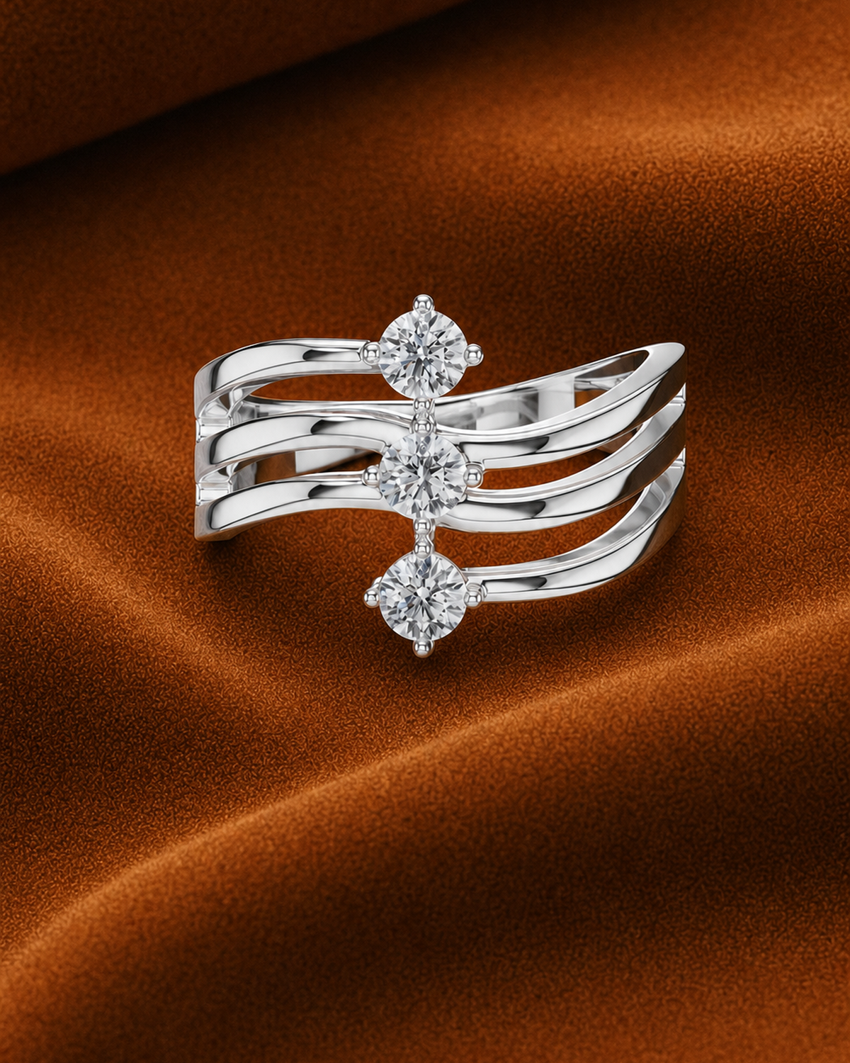 Vertical Trio Diamond Ring by MONICONIC