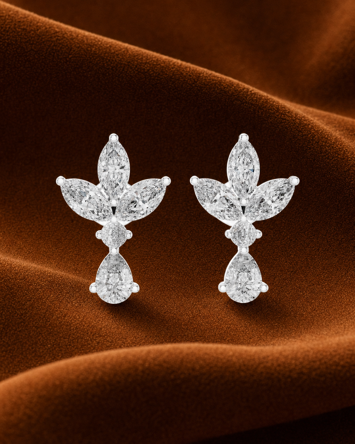Marquise Rosette Diamond Drop Earrings by MONICONIC
