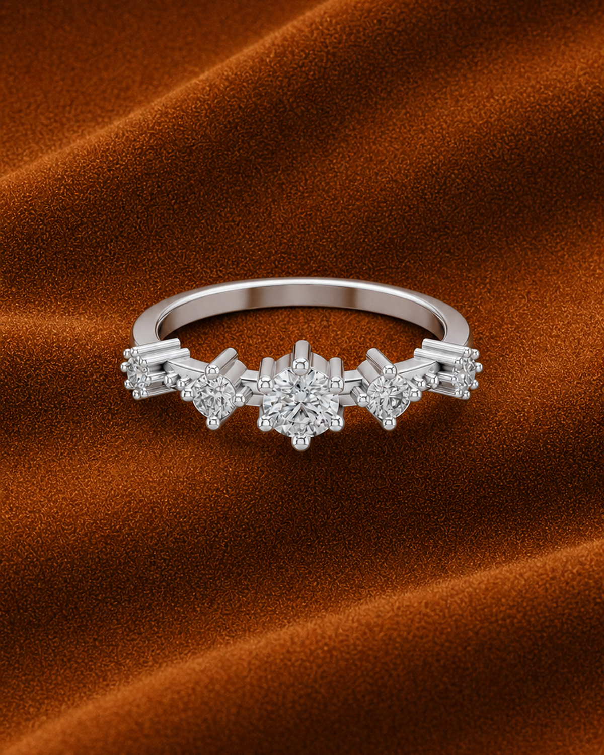 Fluted Five Stone Ring by MONICONIC