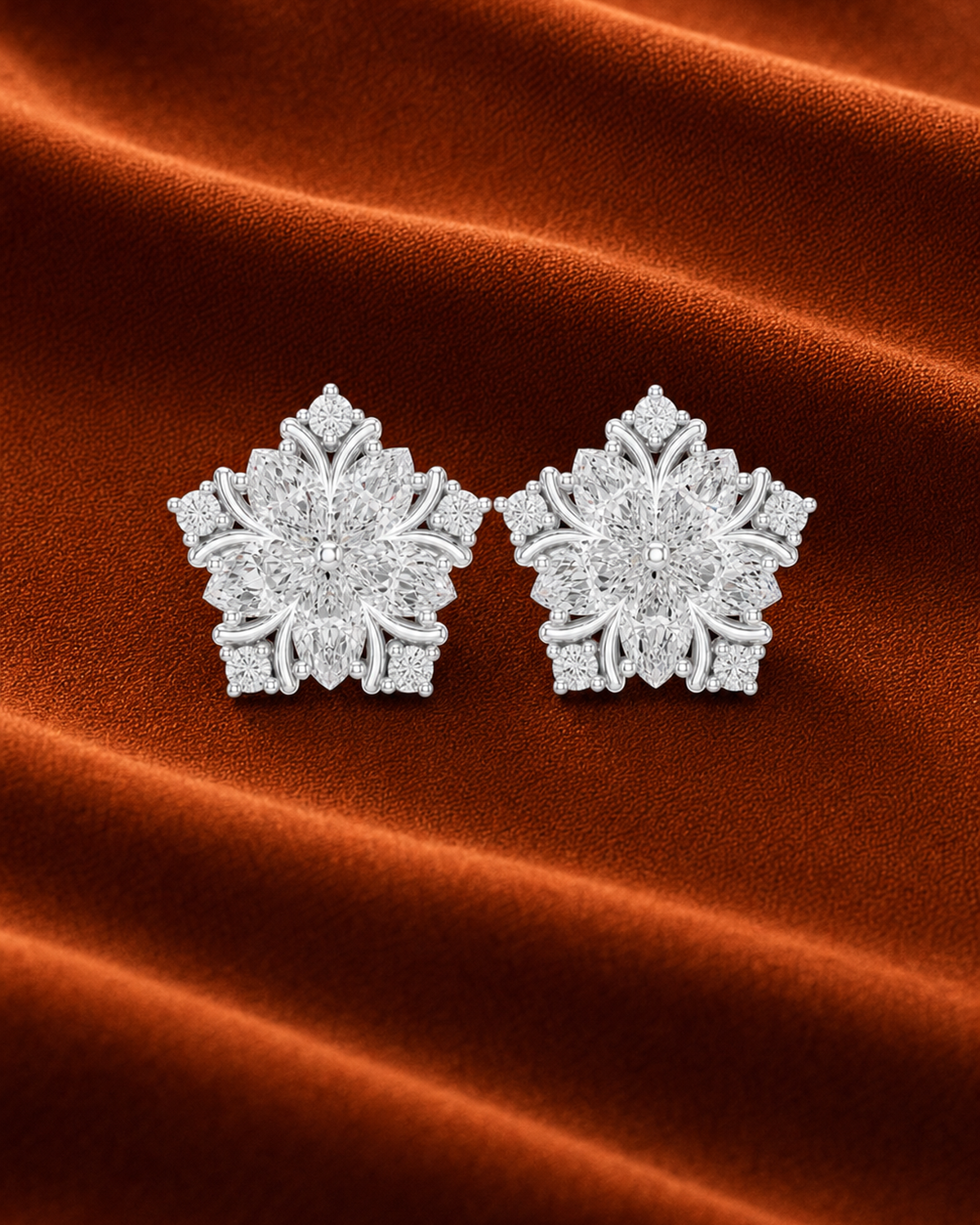 Marquise Petal Diamond Stud Earrings by MONICONIC