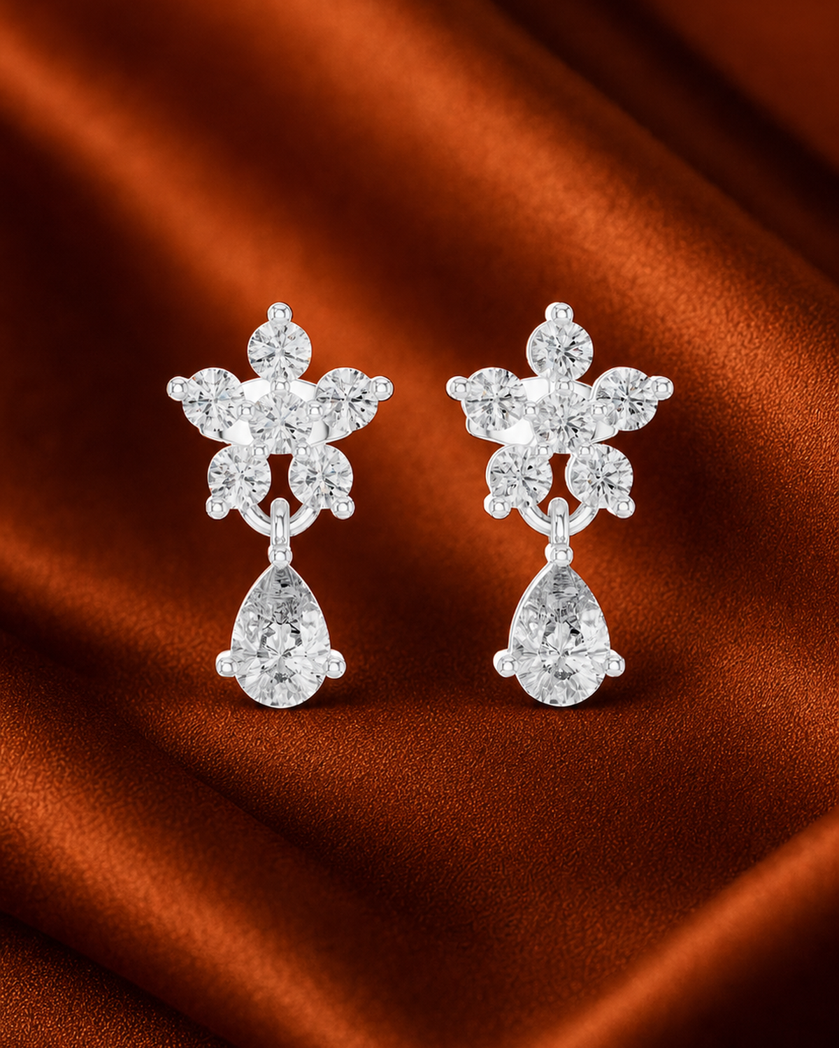 Rosette Pear Drop Earrings by MONICONIC