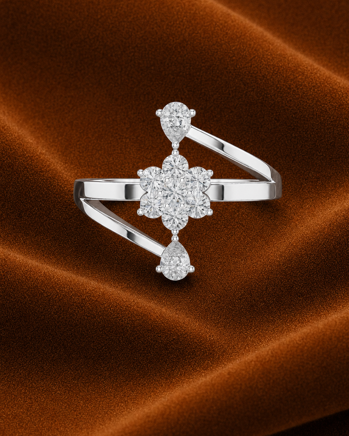 Pear Accent Floral Ring by MONICONIC