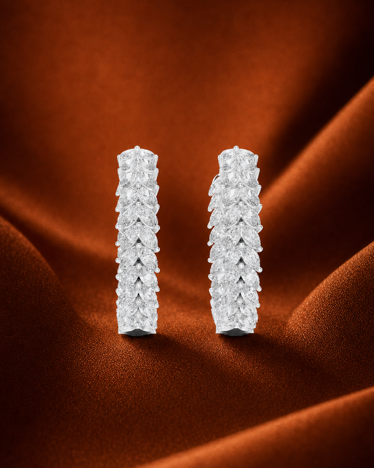 Marquise Leaf Diamond Hoop Earrings by MONICONIC