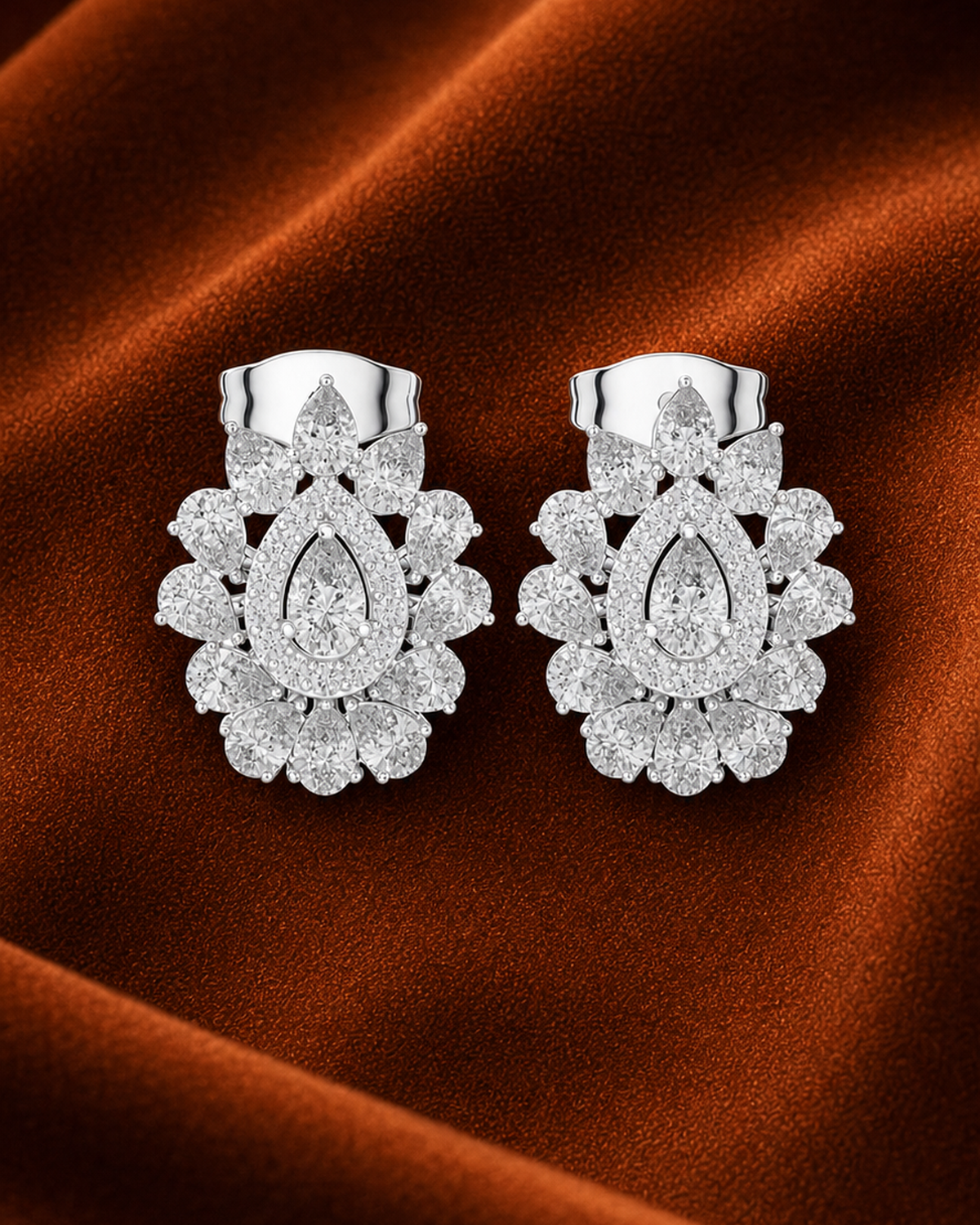 Pear Halo Cluster Studs by MONICONIC