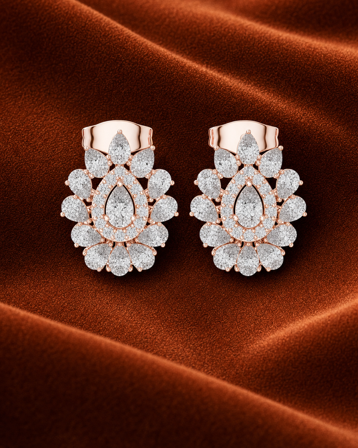 Pear Halo Cluster Studs by MONICONIC