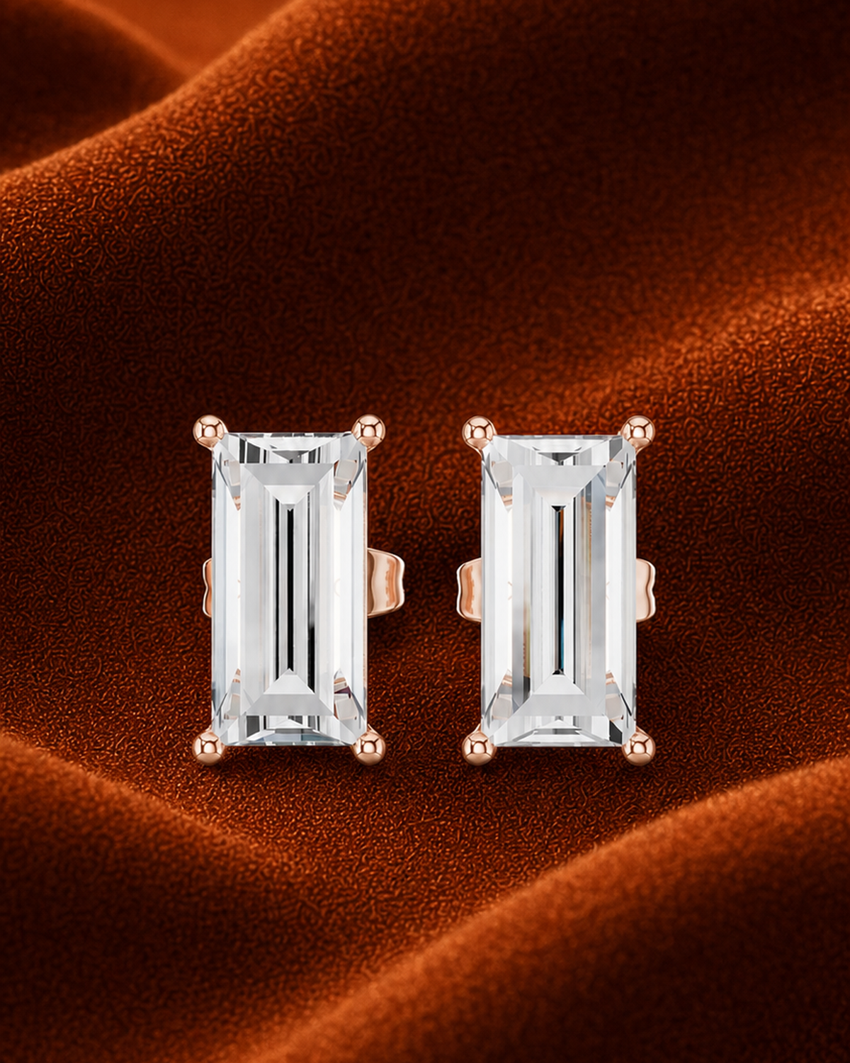 Baguette Diamond Stud Earrings by MONICONIC