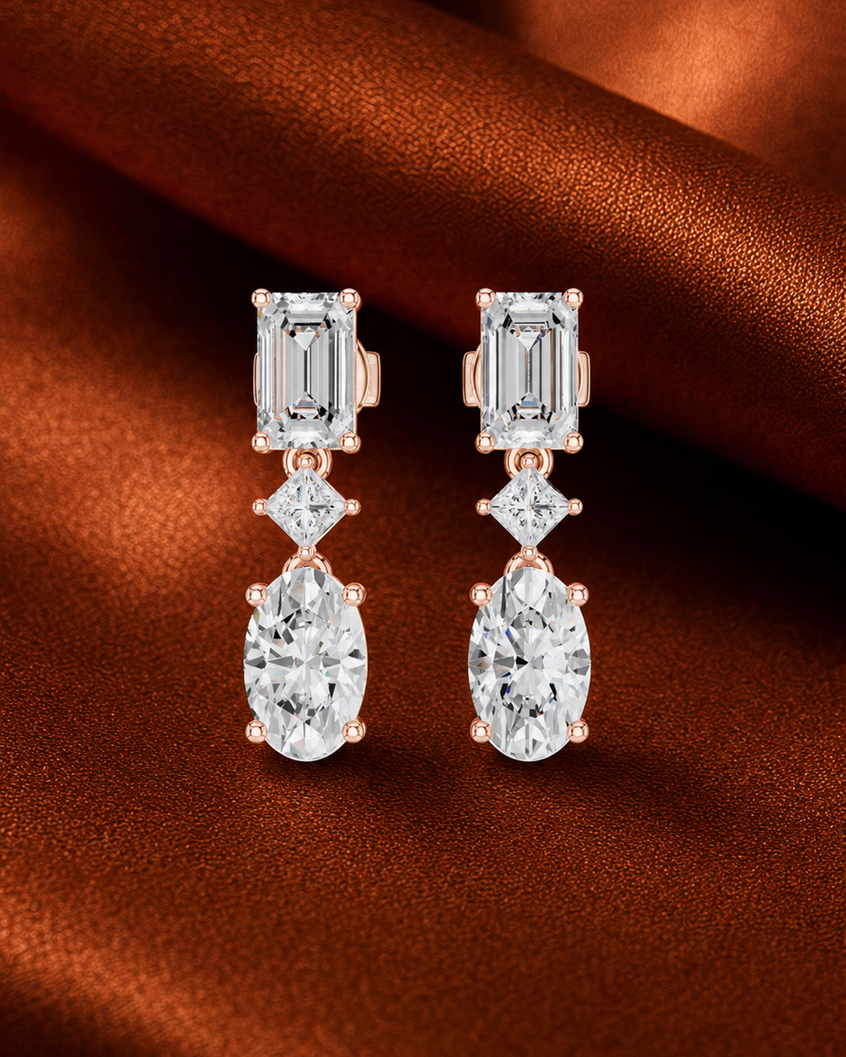 Mixed-Cut Lab-Grown Diamond Drop Earrings by MONICONIC
