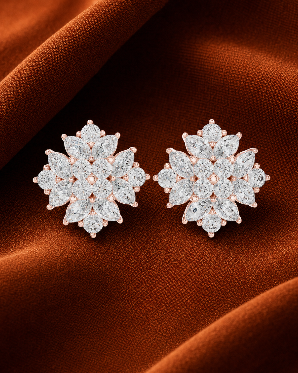 Marquise Rosette Stud Earrings by MONICONIC