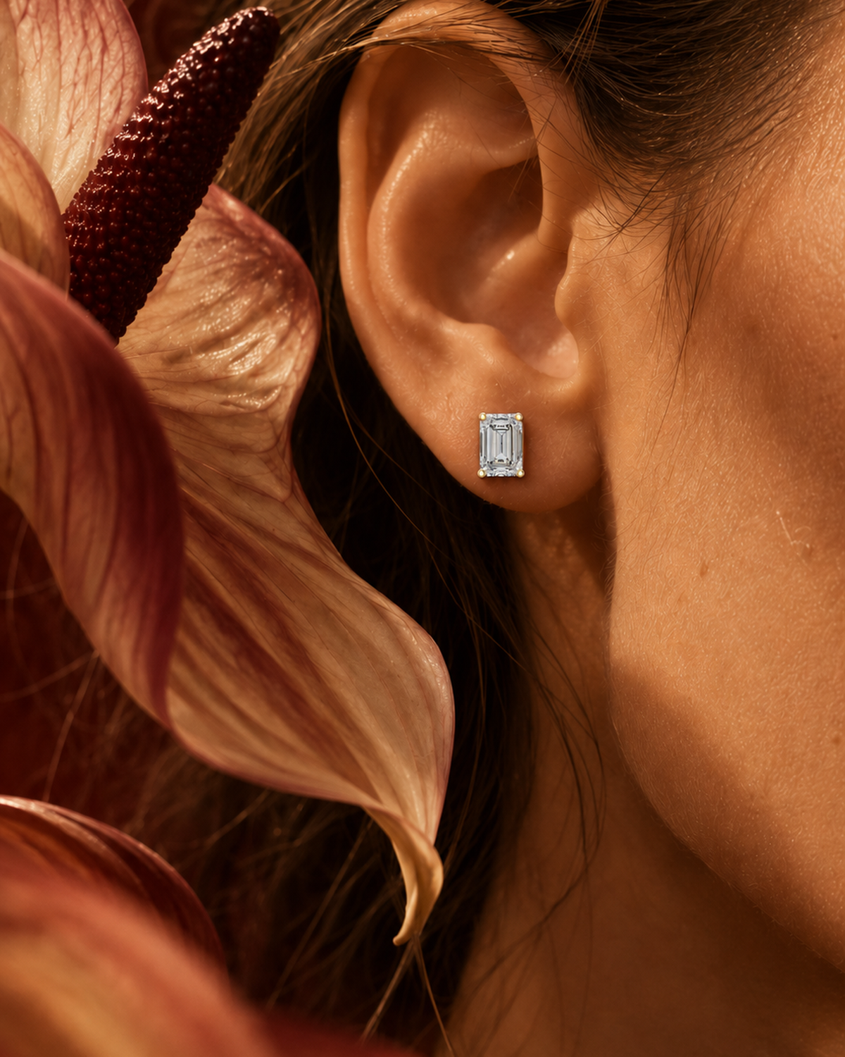 Emerald-Cut Lab-Grown Diamond Stud Earrings by MONICONIC
