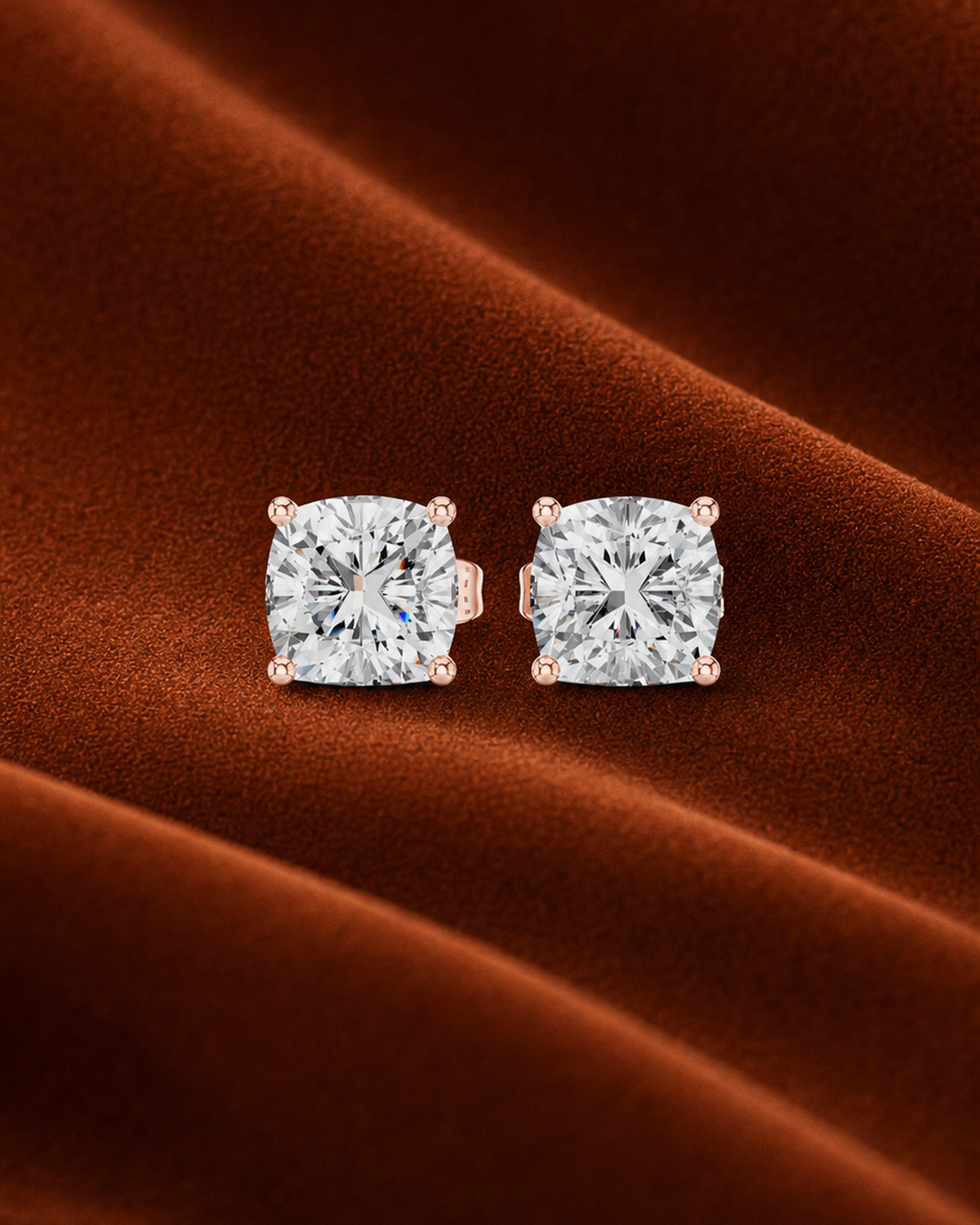 Cushion Lab-Grown Diamond Stud Earrings by MONICONIC