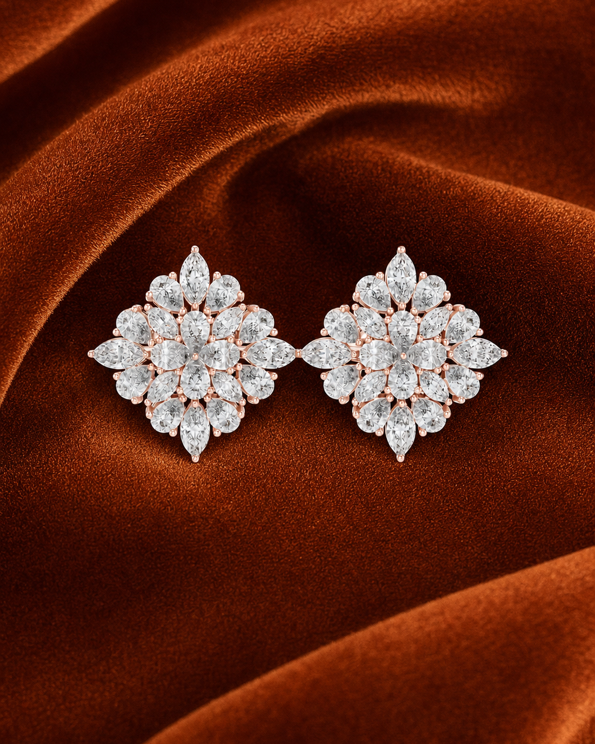 Rosette Diamond Stud Earrings by MONICONIC