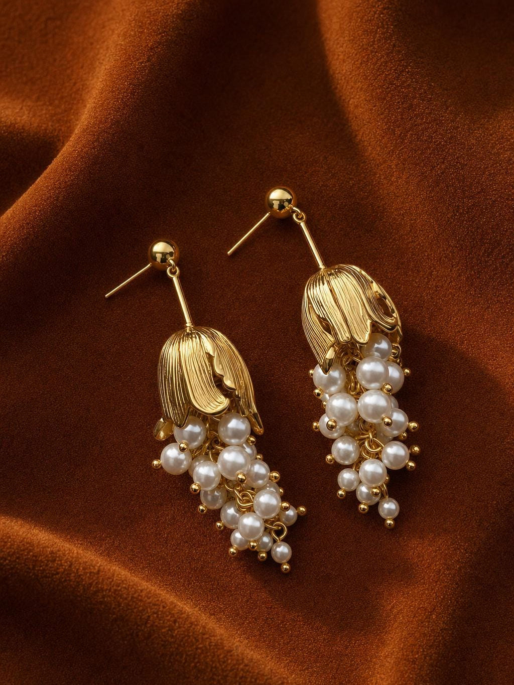 Cascade Bloom Pearl Drop Earrings