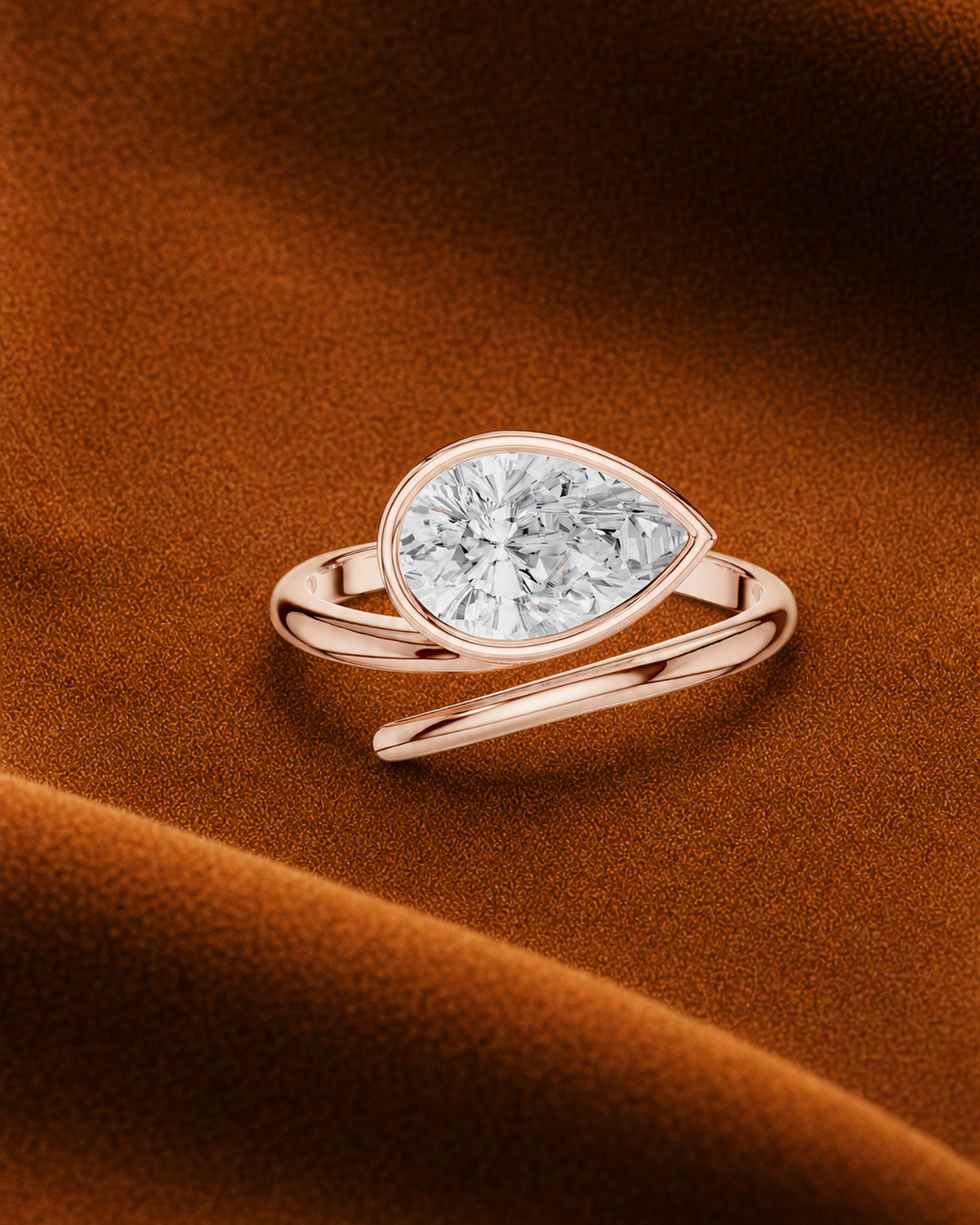 East West Pear Bezel Ring by MONICONIC