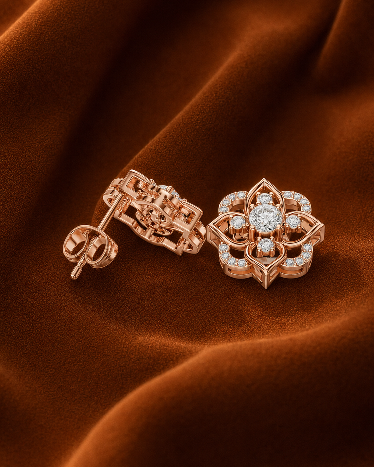 Quatrefoil Diamond Stud Earrings by MONICONIC